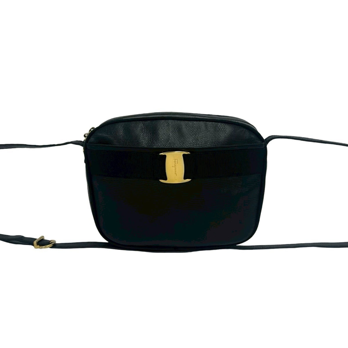 Salvatore Ferragamo Black Leather Pochette Shoulder Bag (Pre-Owned)
