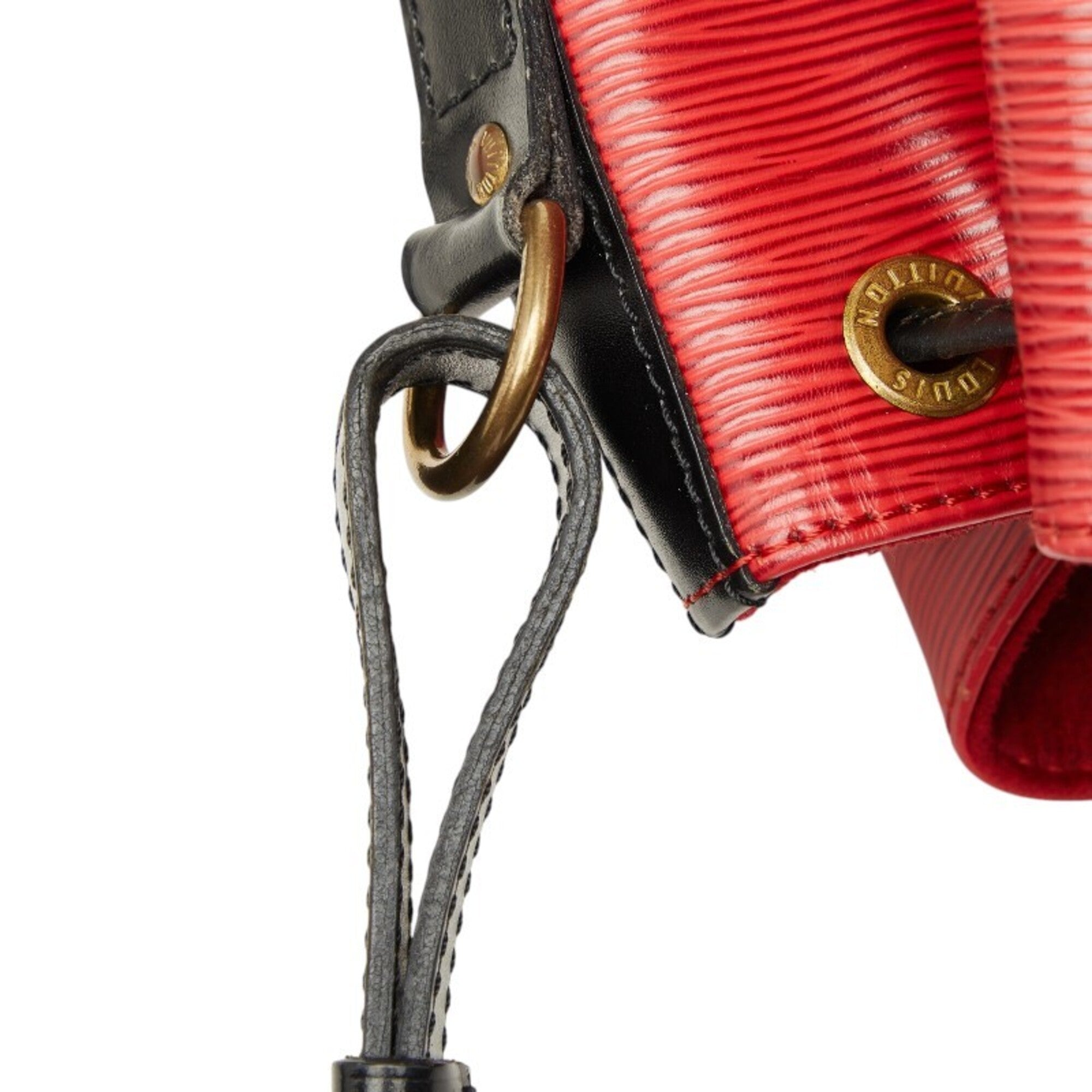 Louis Vuitton Black Red Color Leather Shoulder Bag (Pre-Owned)