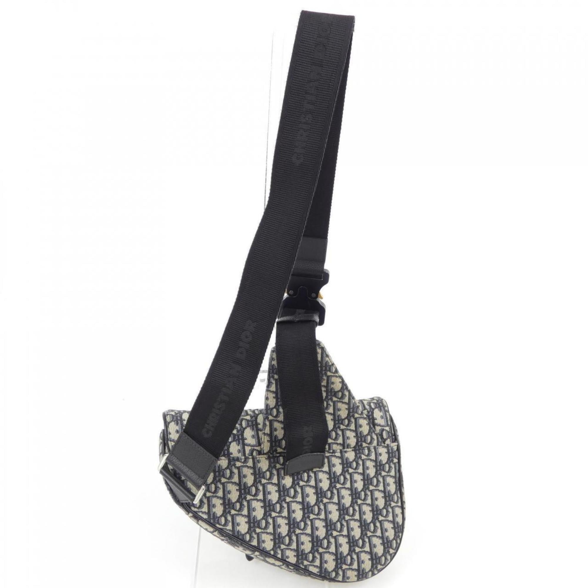 Christian Dior Beige Black Handbag Saddle Bag (Pre-Owned)