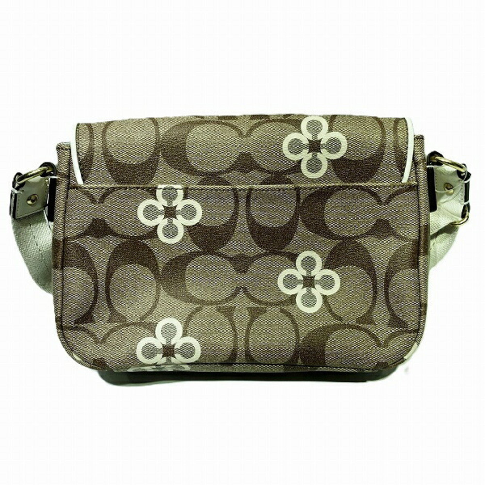 Coach Multi-Color White Pvc Coated Canvas Leather Shoulder Bag (Pre-Owned)