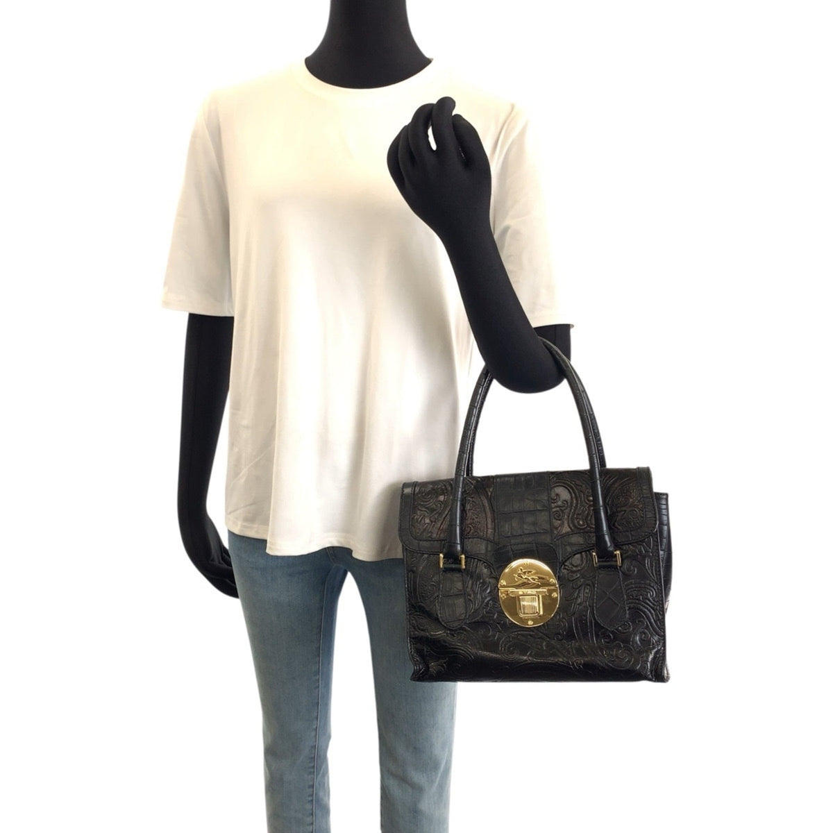 Etro Black Leather Handbag (Pre-Owned)