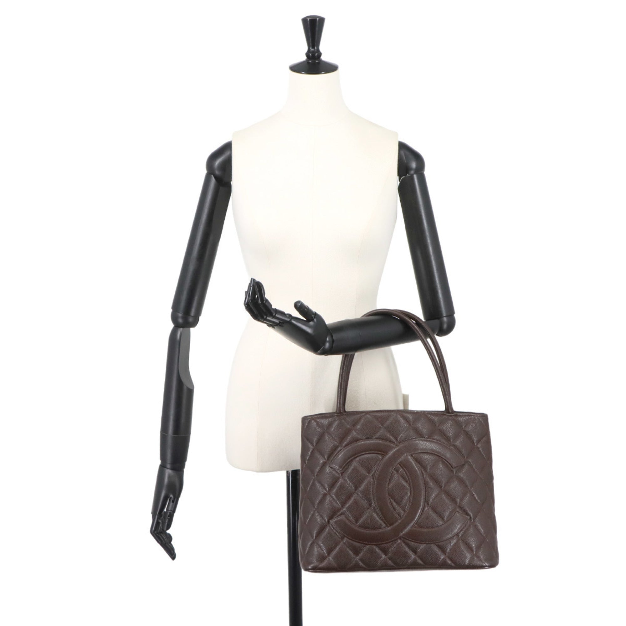 Chanel Dark Brown Grained Calfskin Handbag Tote Bag (Pre-Owned)