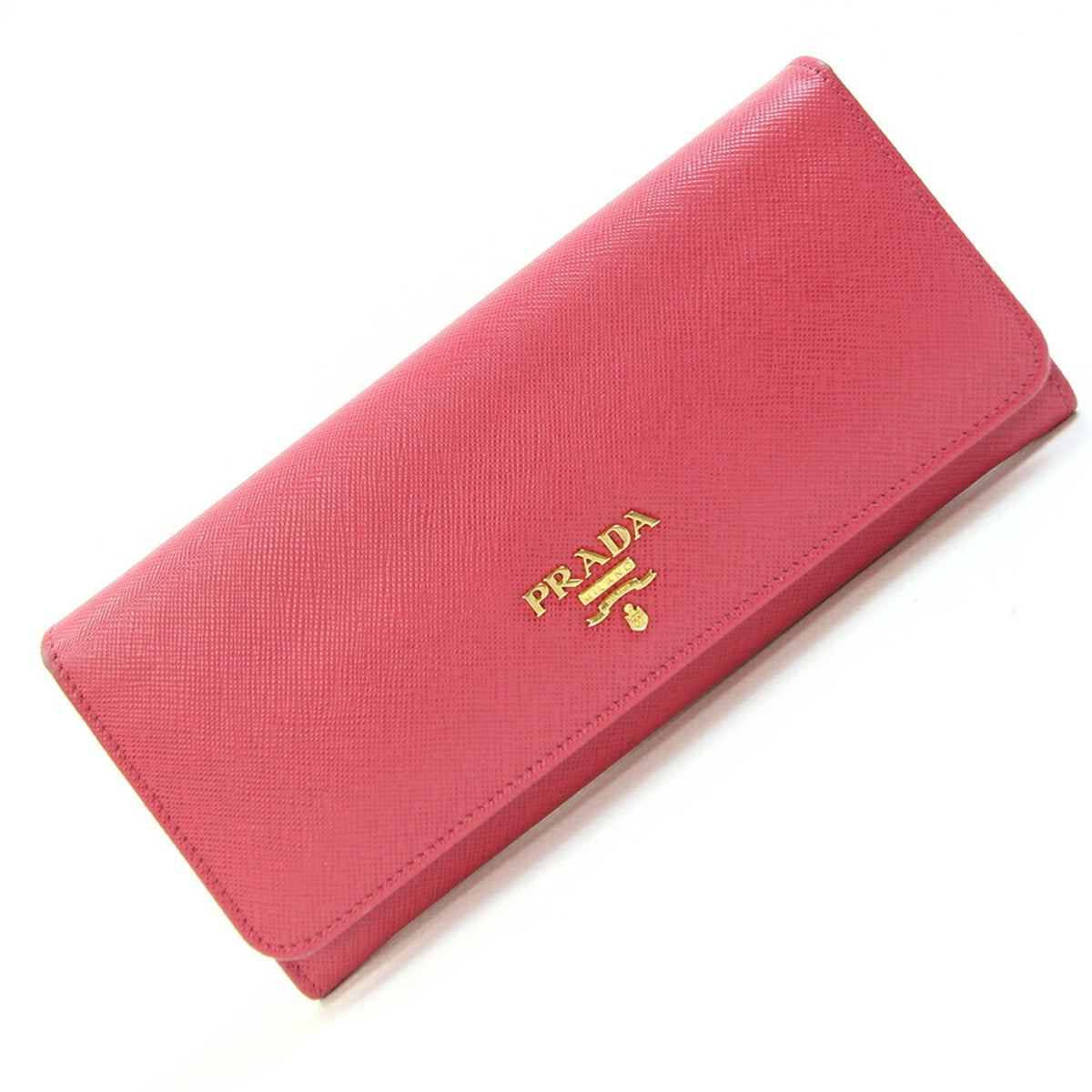 Prada Saffiano Peonia Pink Saffiano Metal Leather Long Wallet (Bi-Fold) (Pre-Owned)