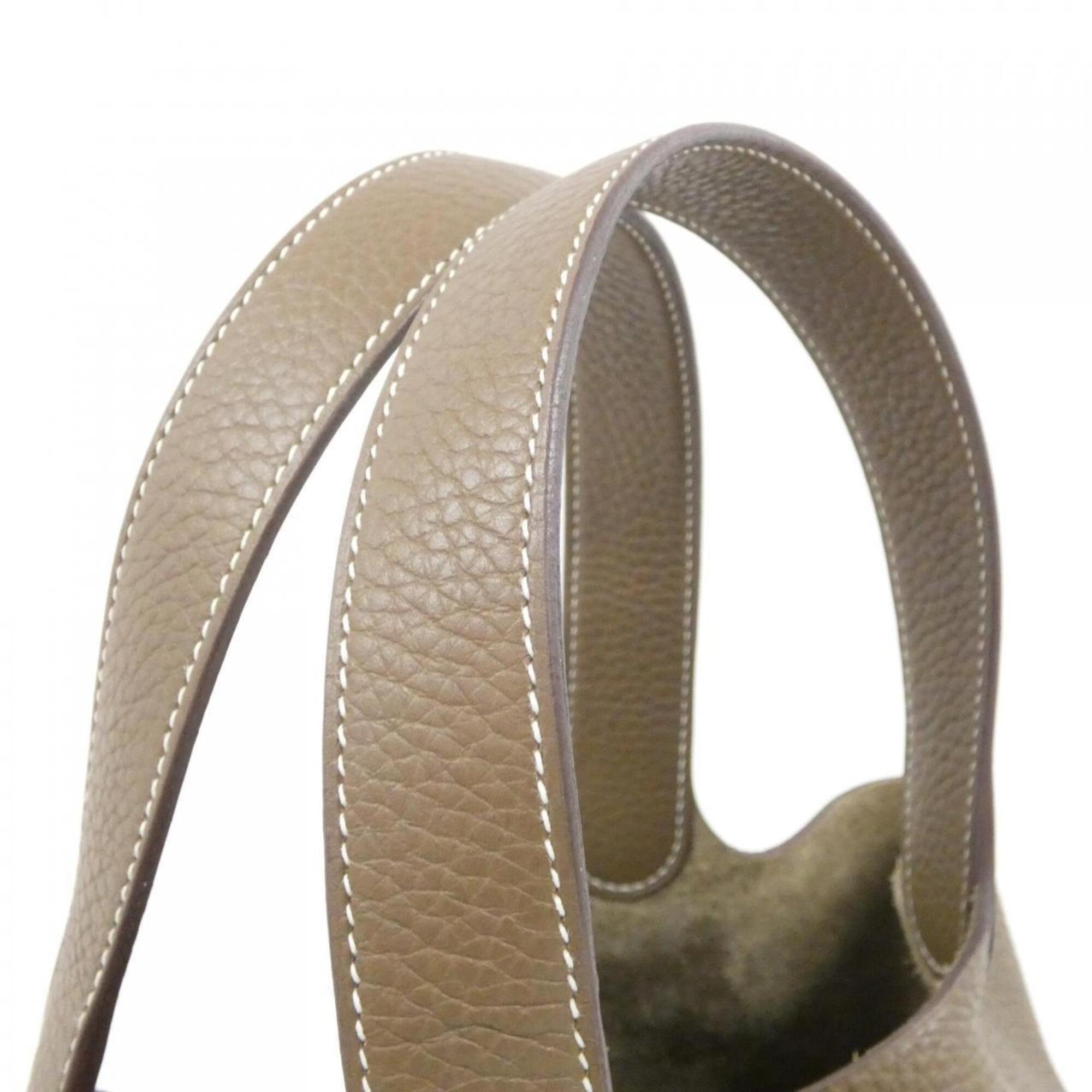 Hermes Beige Etoupe Gray Taurillon Clemence Leather Handbag (Pre-Owned)