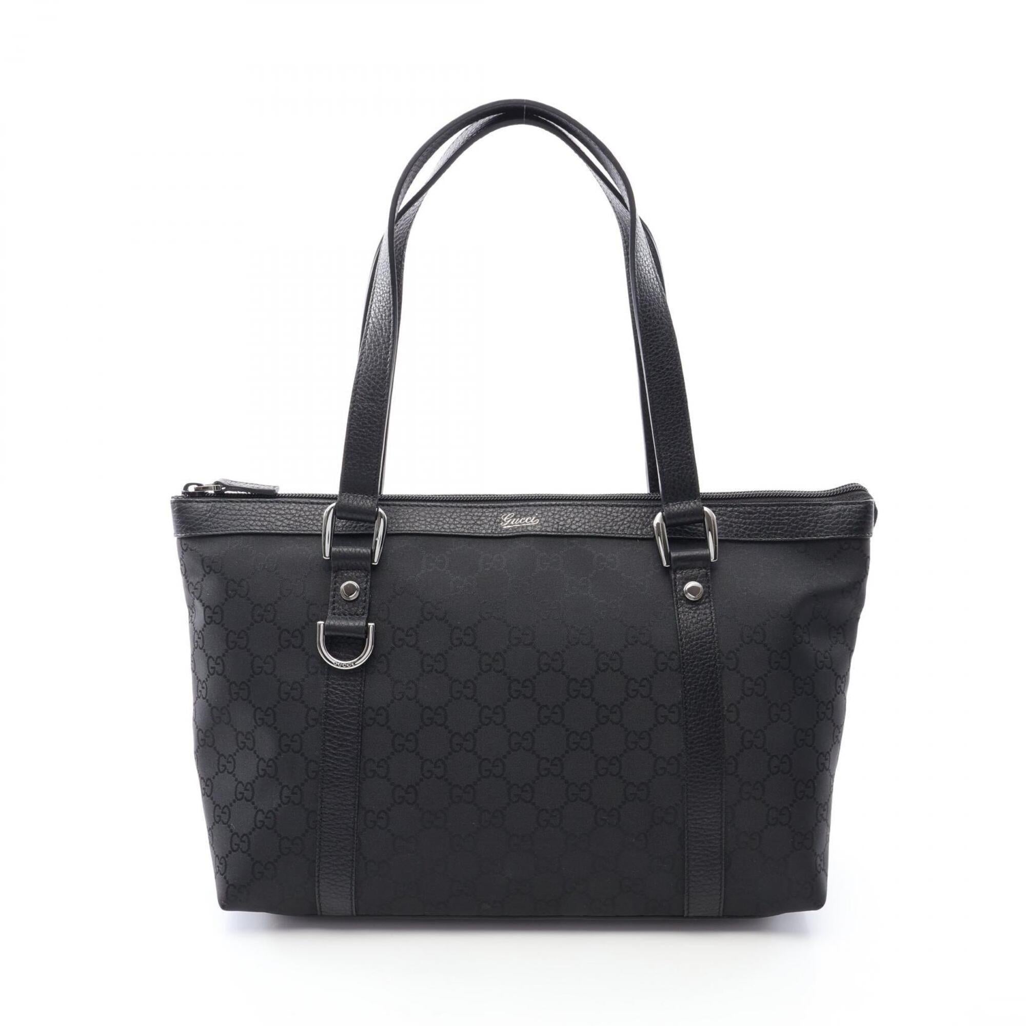 Gucci Black Nylon Leather Handbag Tote Bag (Pre-Owned)