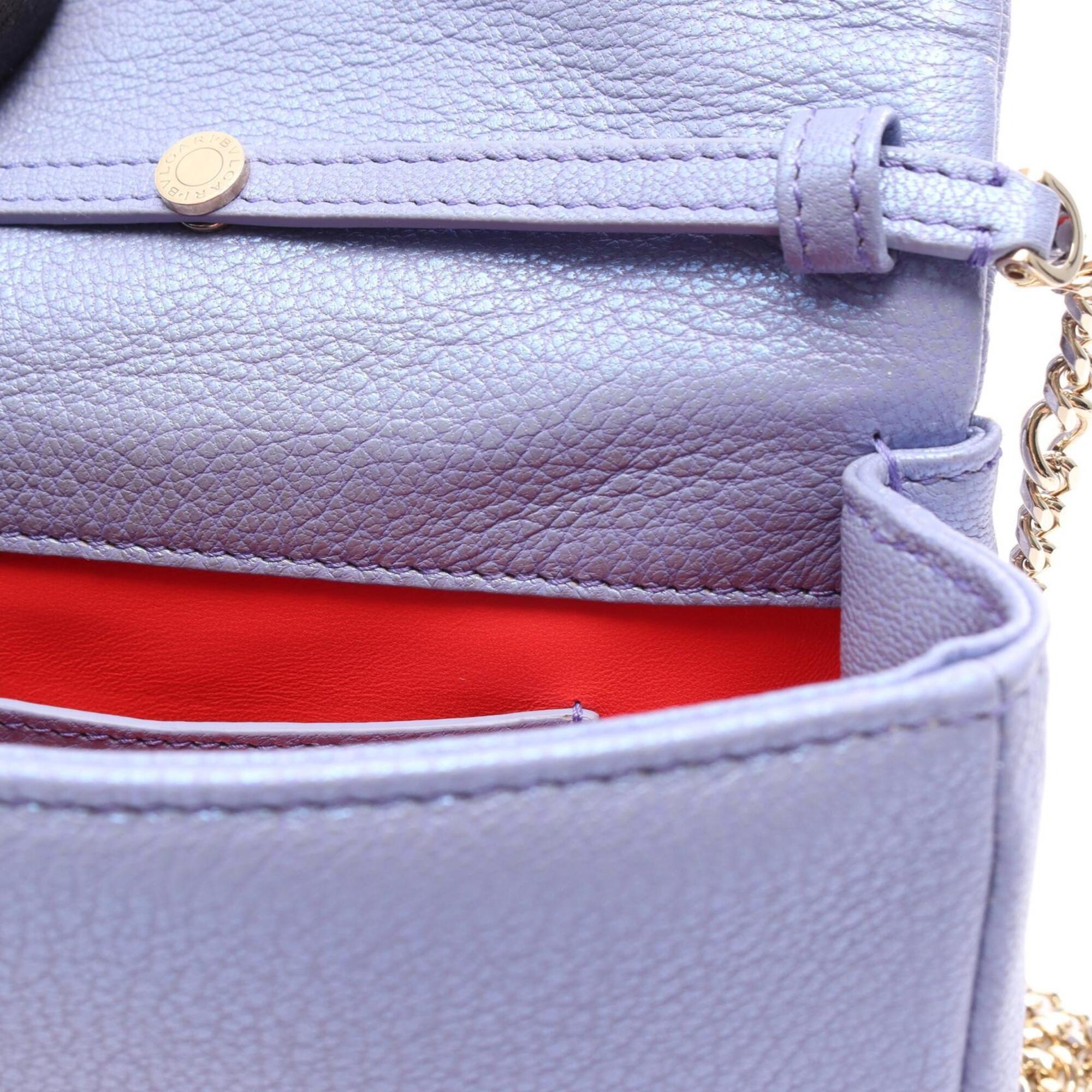 Bvlgari Purple Leather Handbag Shoulder Bag (Pre-Owned)