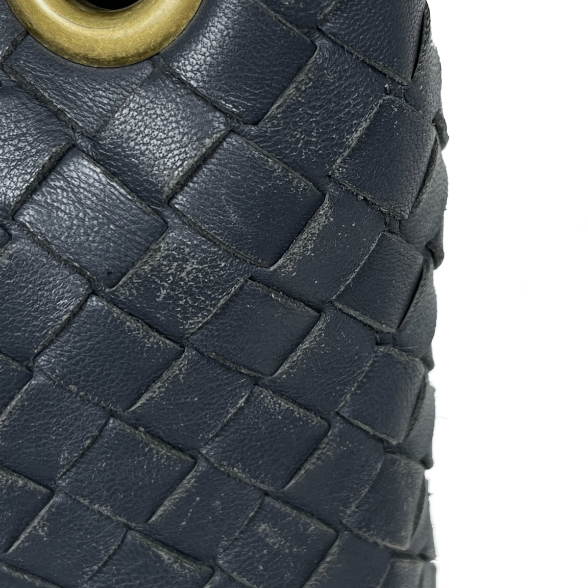 Bottega Veneta Intrecciato Navy Leather Shoulder Bag (Pre-Owned)