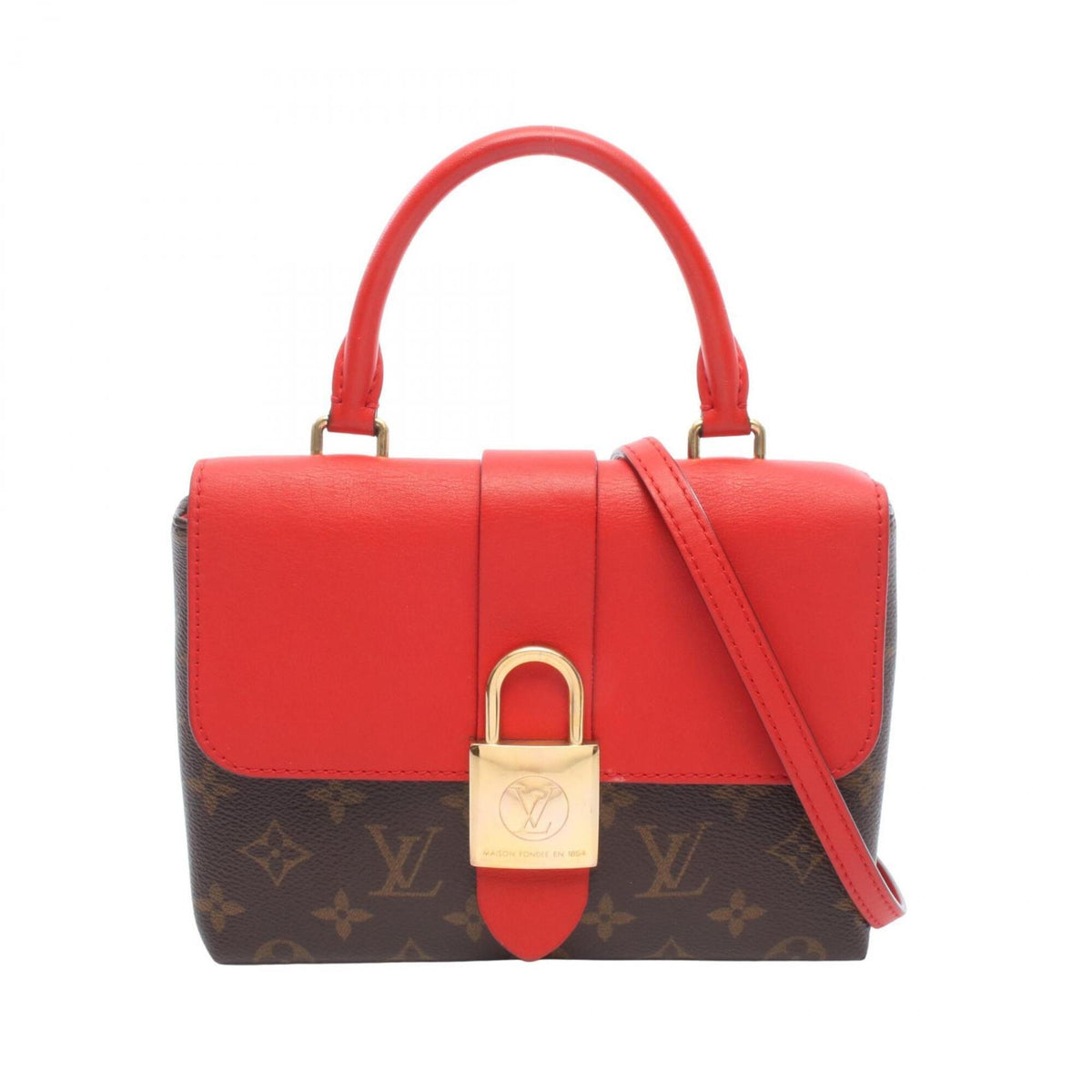 Louis Vuitton Brown Coquelicots Monogram Red Color Monogram Leather Handbag (Pre-Owned)