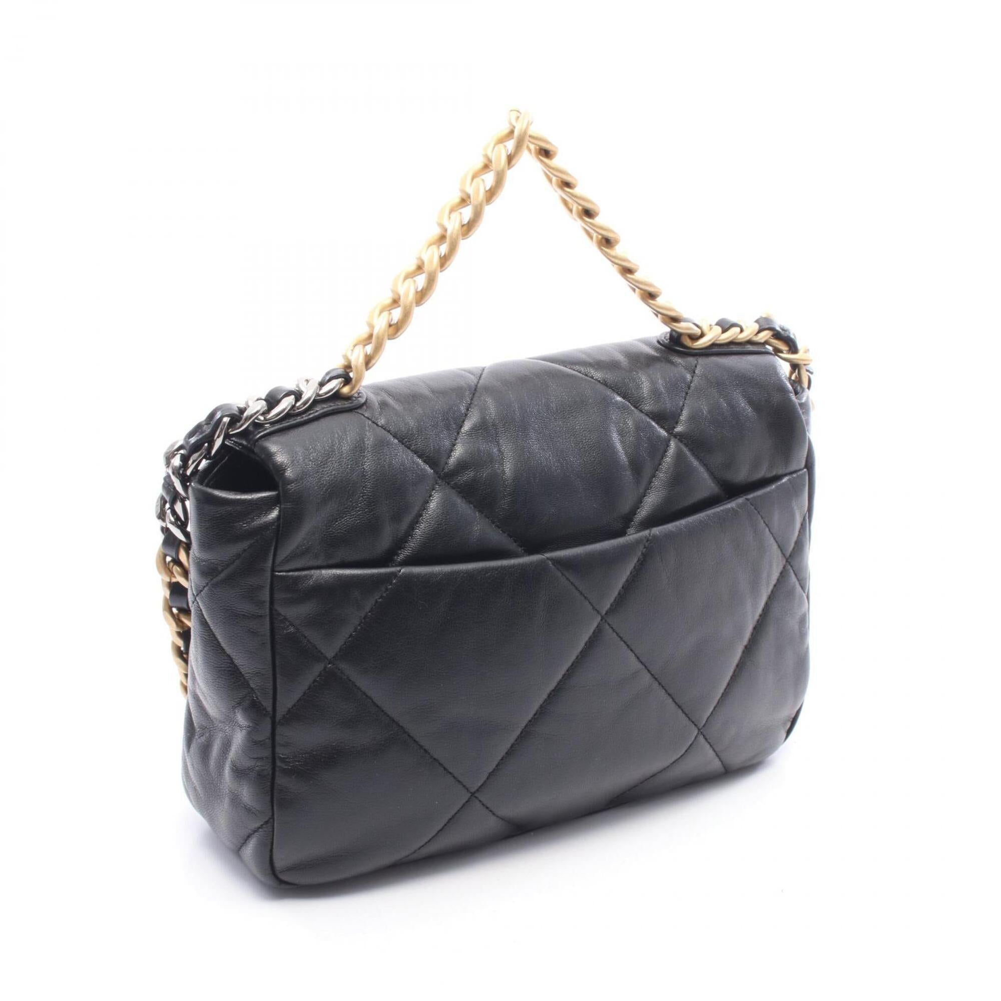 Chanel Black Leather Handbag Shoulder Bag (Pre-Owned)
