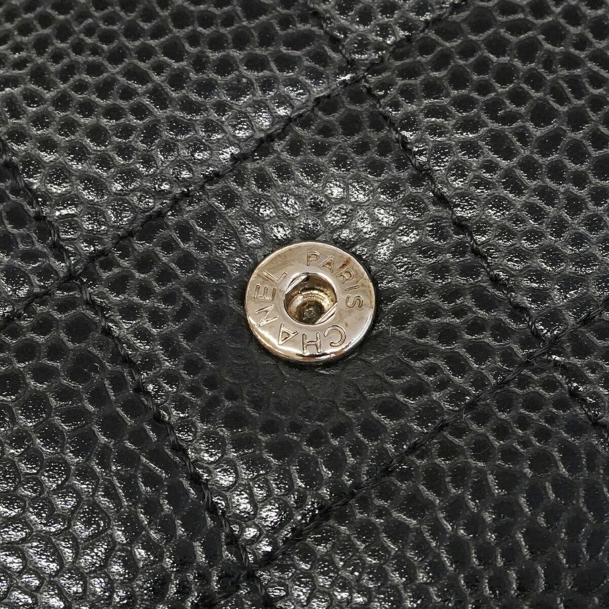 Chanel Black Grained Calfskin Chain/Shoulder Wallet (Pre-Owned)