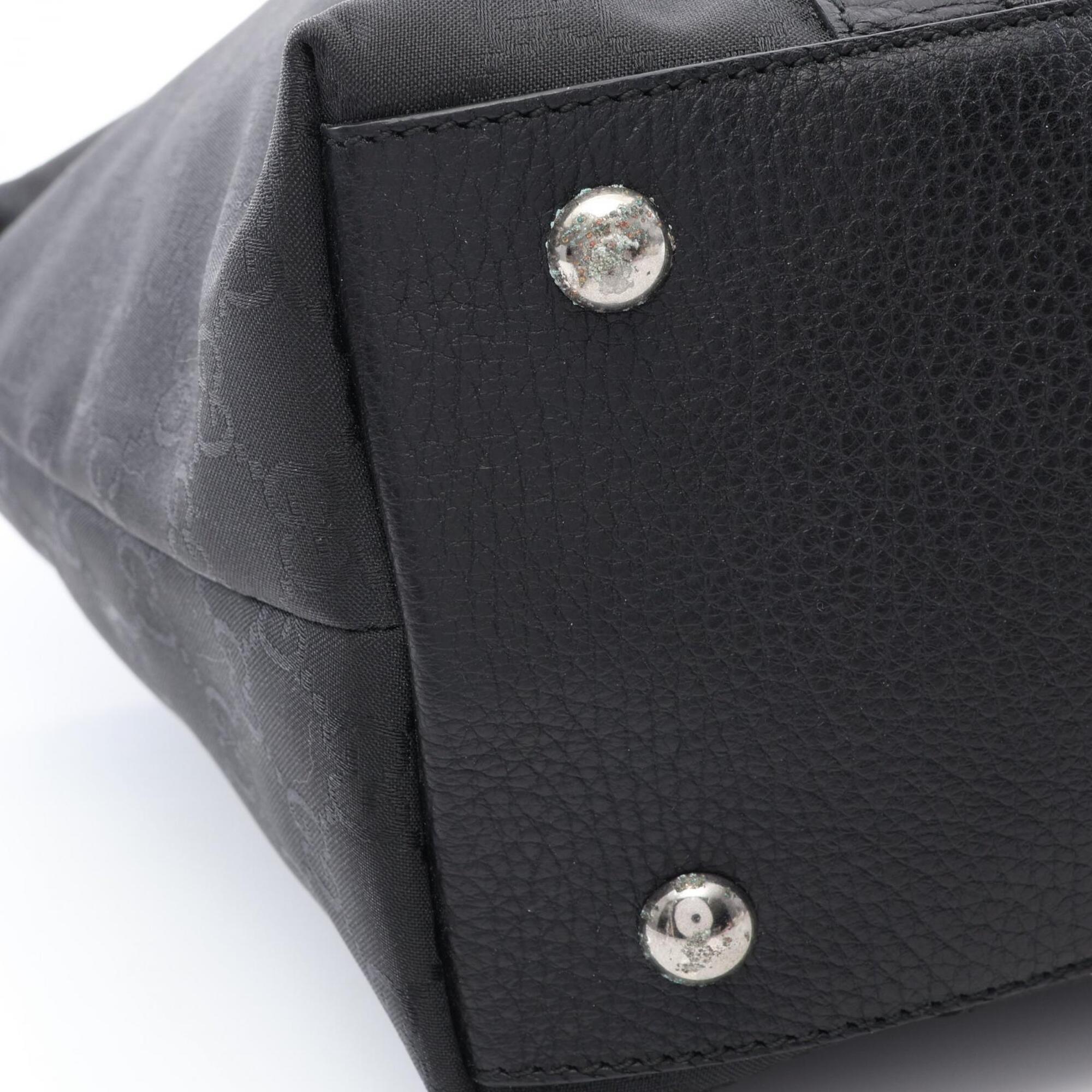 Gucci Black Nylon Leather Handbag Tote Bag (Pre-Owned)