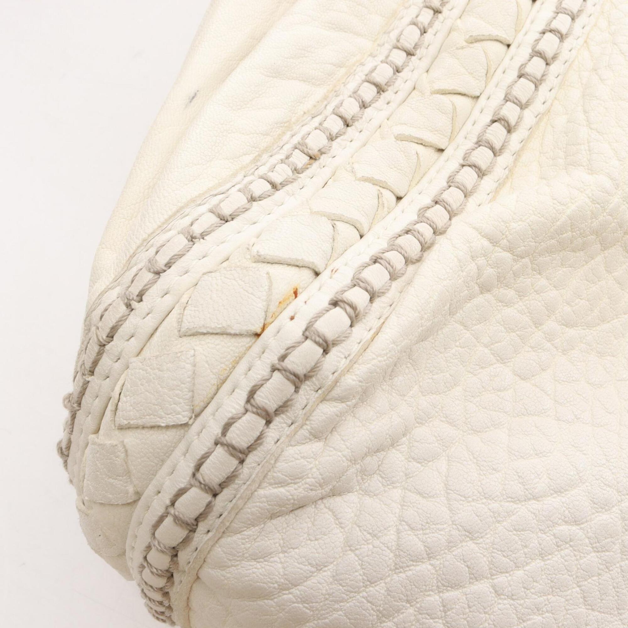 Bottega Veneta White Intrecciato Handbag Shoulder Bag (Pre-Owned)
