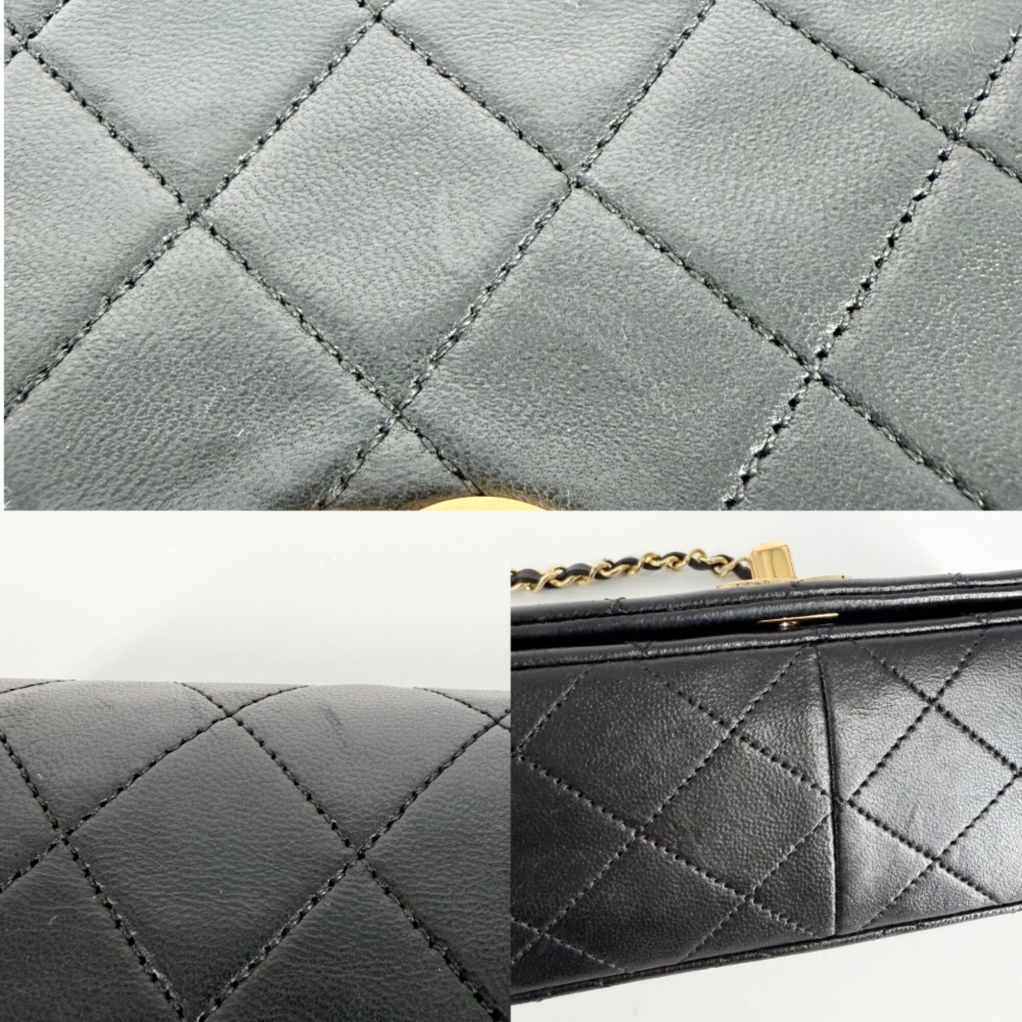 Chanel Black White Leather Shoulder Bag (Pre-Owned)