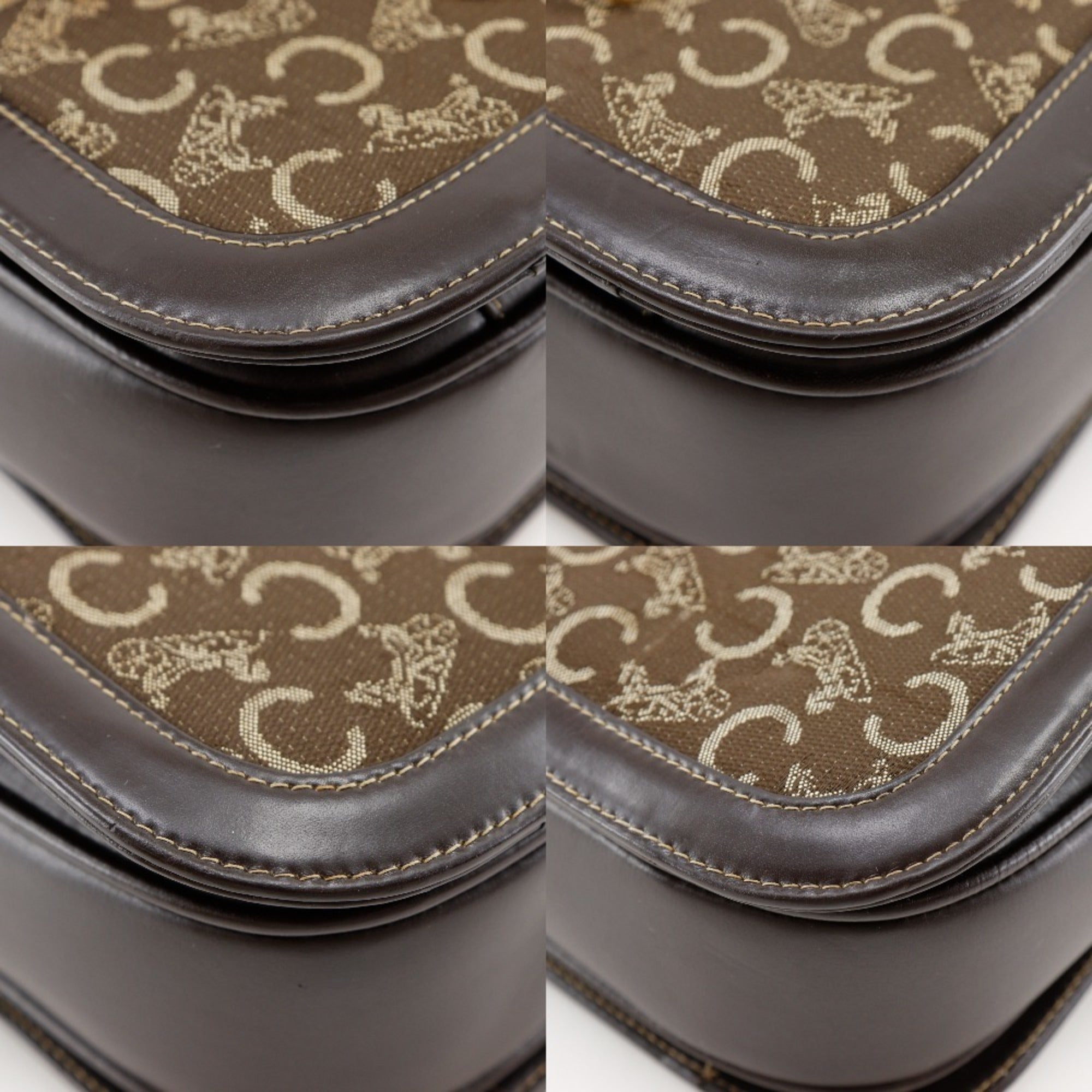 Celine Brown Canvas Leather Handbag (Pre-Owned)
