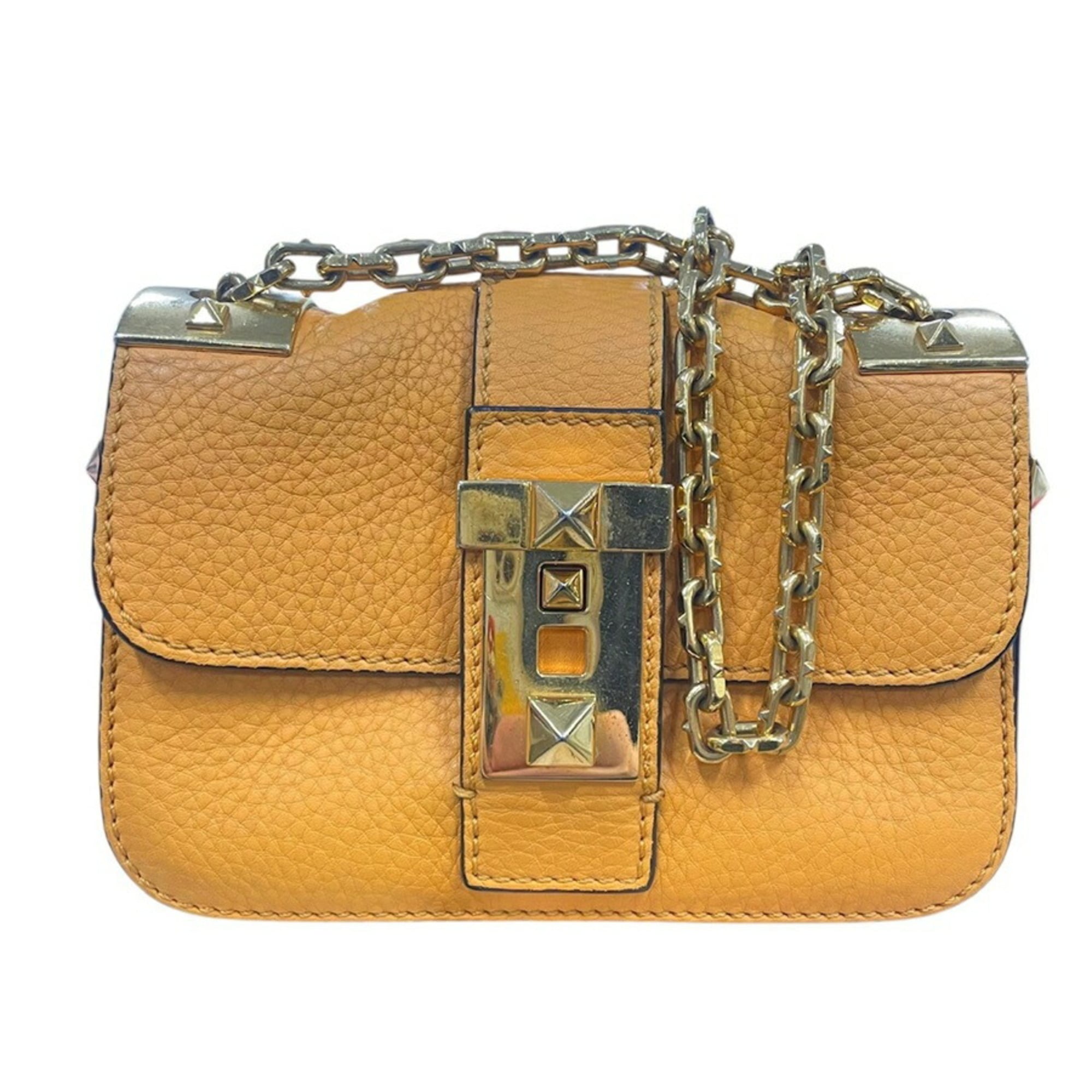 Valentino Garavani Orange Leather Shoulder Bag (Pre-Owned)