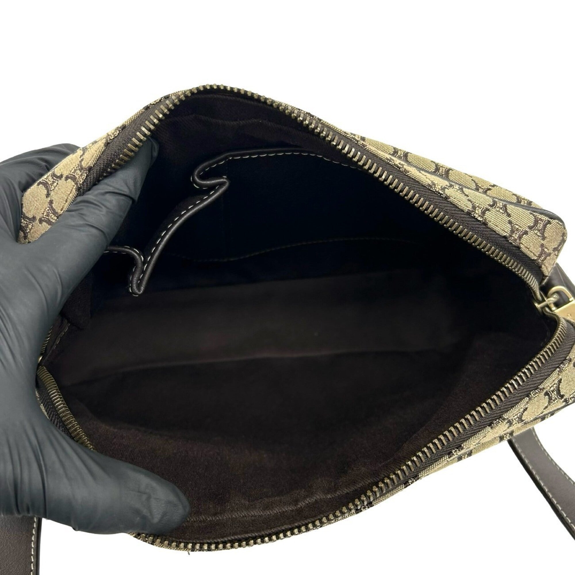 Celine Brown Canvas Leather Pochette Shoulder Bag (Pre-Owned)