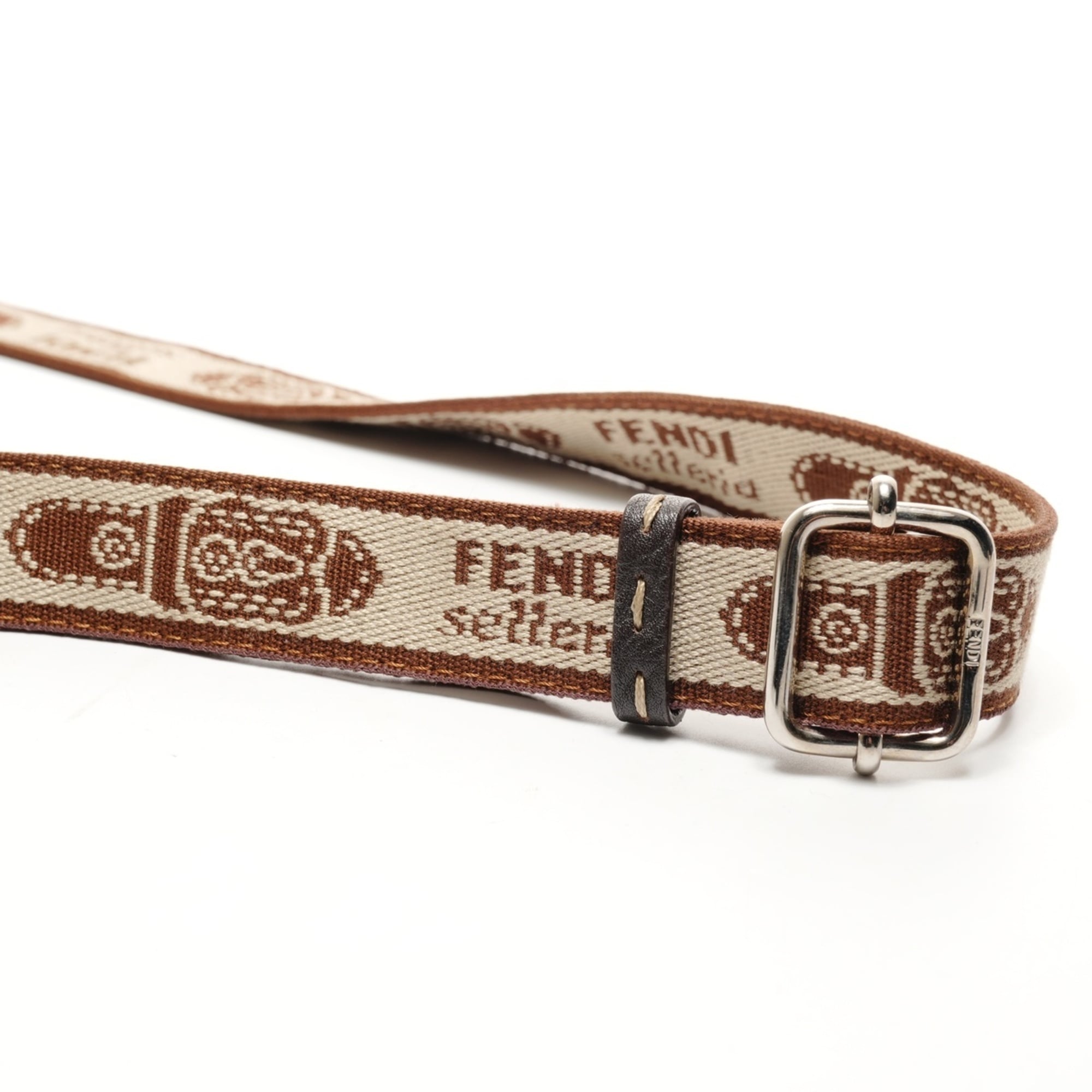 Fendi Zucca Brown Canvas Shoulder Bag (Pre-Owned)
