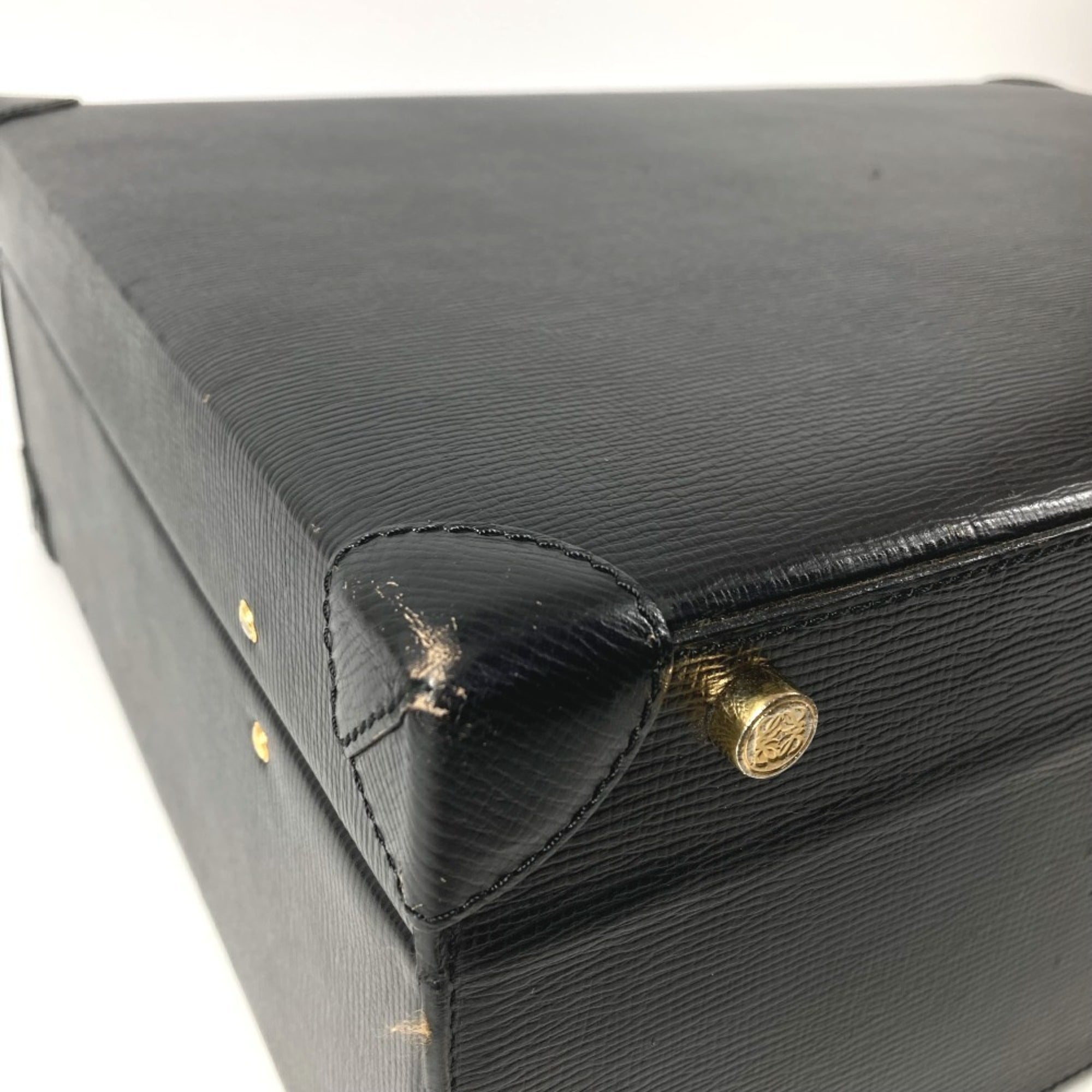 Loewe Black Leather Attaché Case Handbag Tote Bag (Pre-Owned)