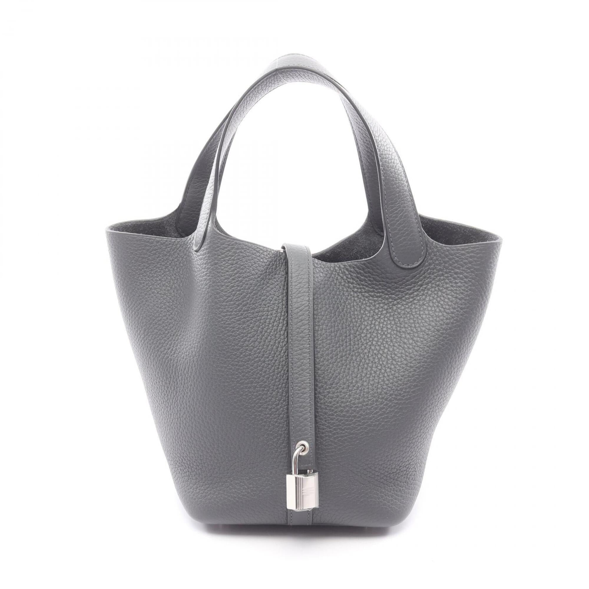 Hermes Gray Taurillon Clemence Leather Handbag (Pre-Owned)