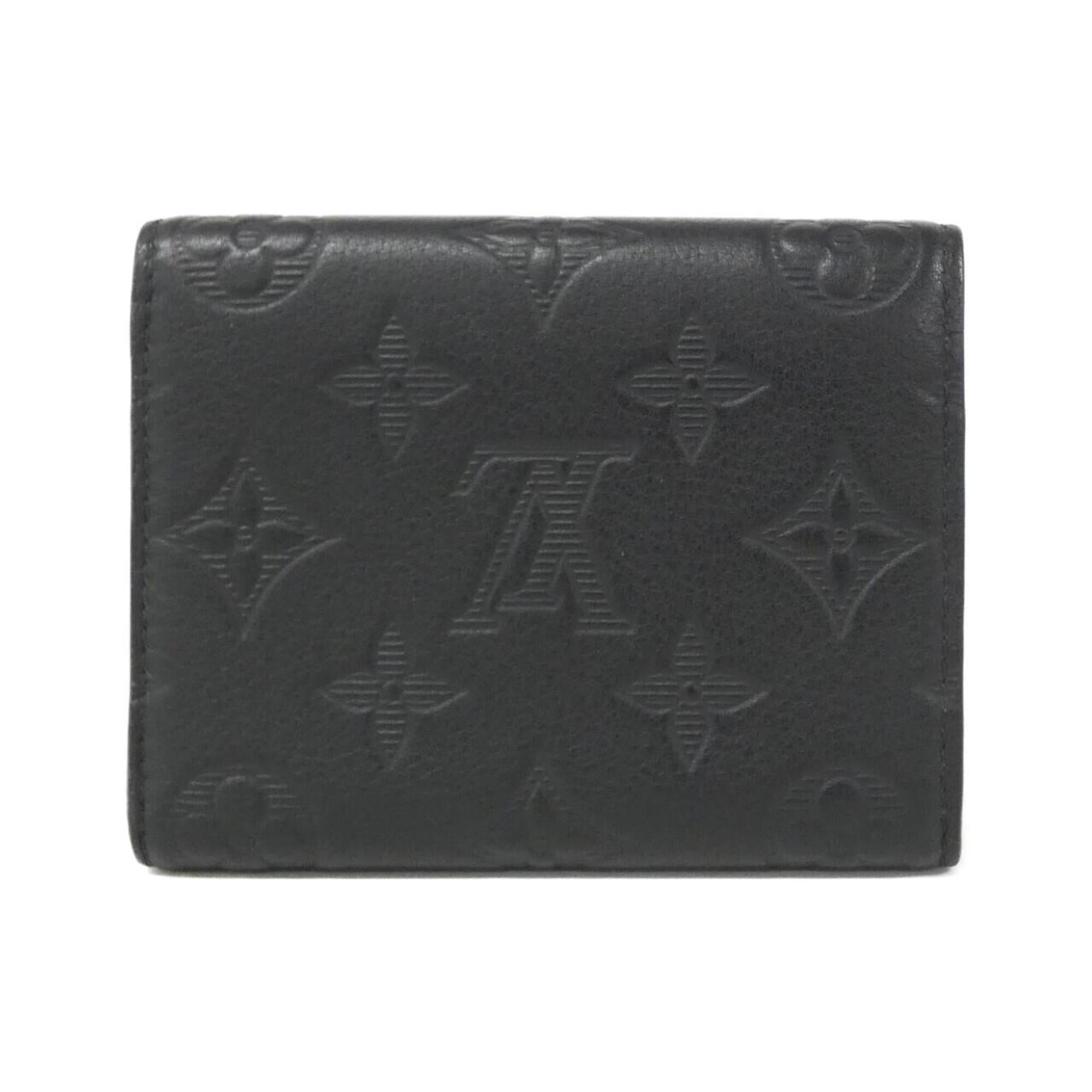 Louis Vuitton Monogram Shadow Black Leather Wallet (Tri-Fold) (Pre-Owned)