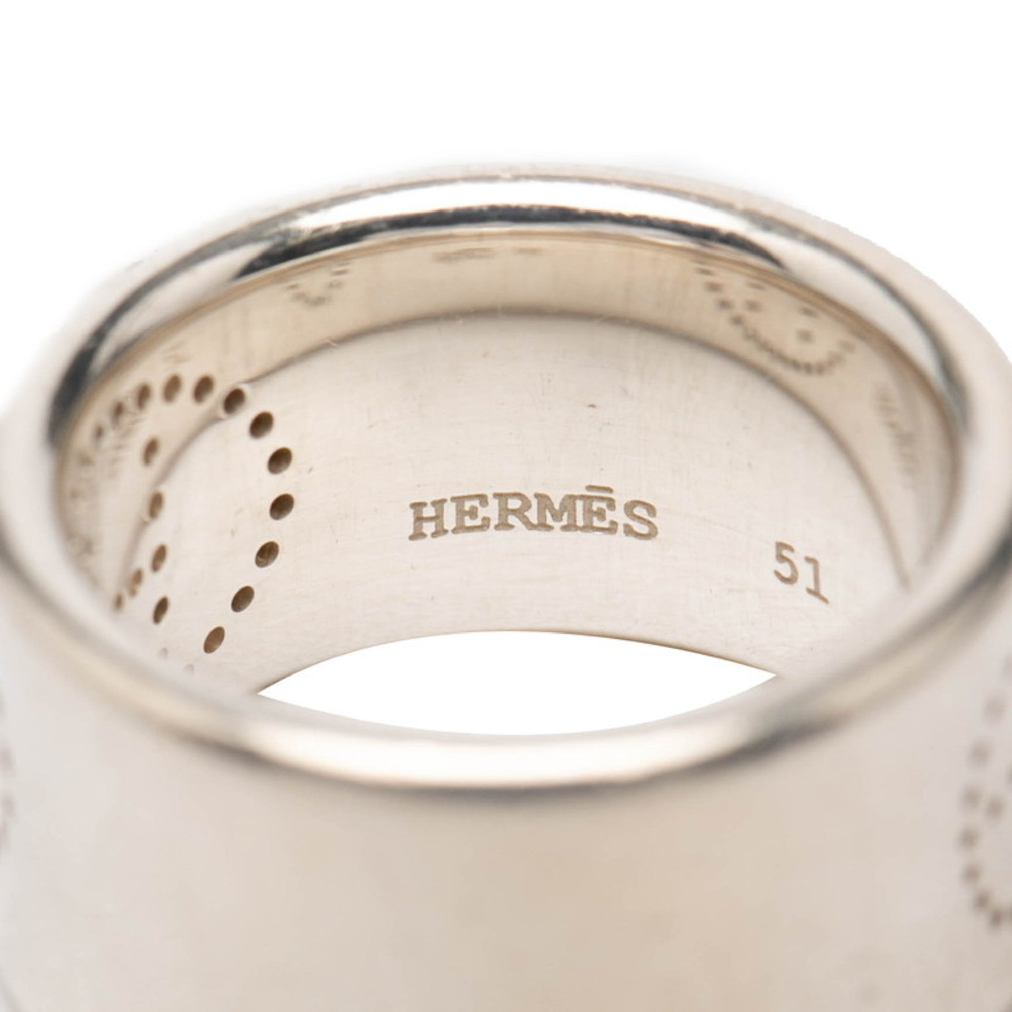 Hermes Silver 925 Band Ring (Pre-Owned)