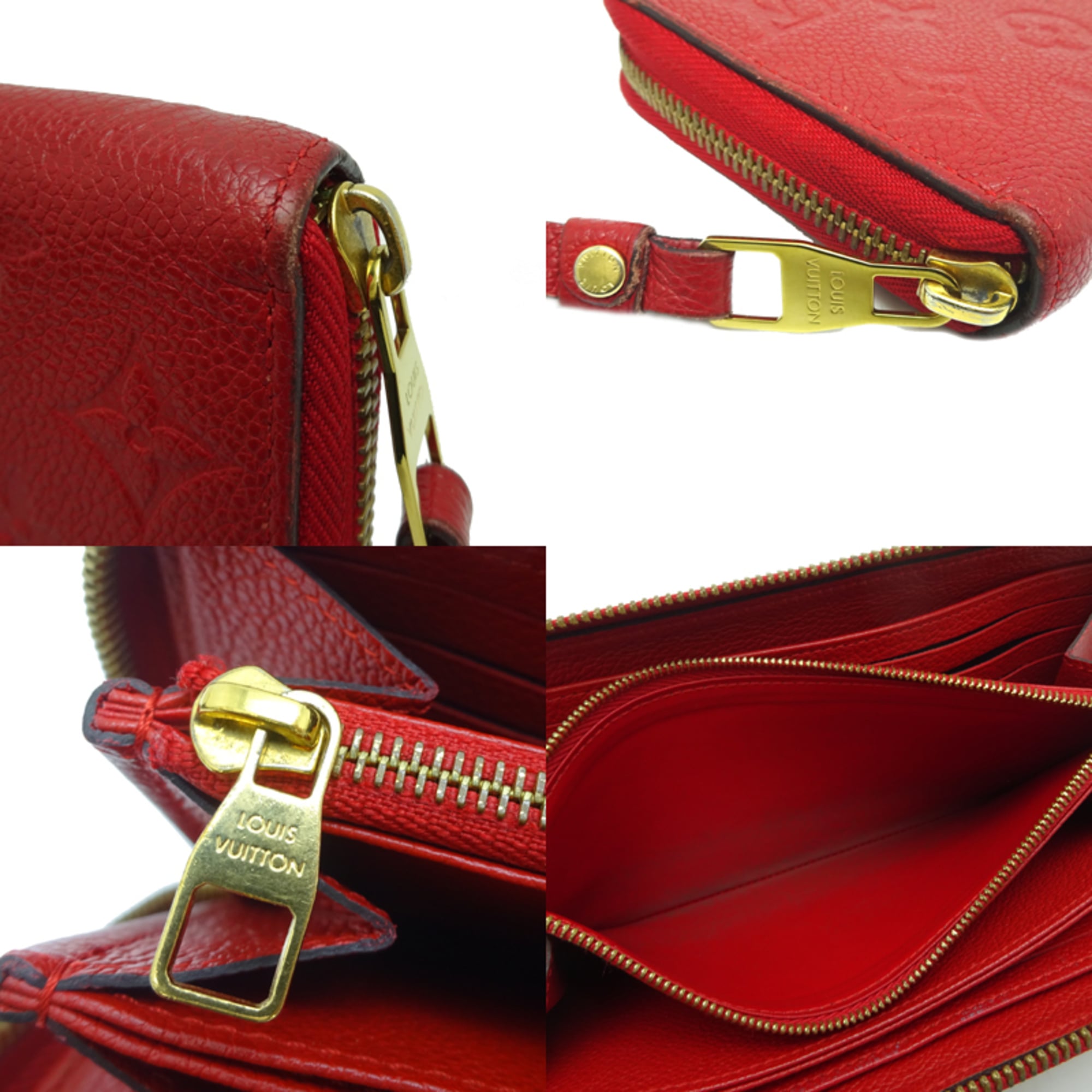 Louis Vuitton Cerise Red Color Monogram Empreinte Long Wallet (Bi-Fold) (Pre-Owned)