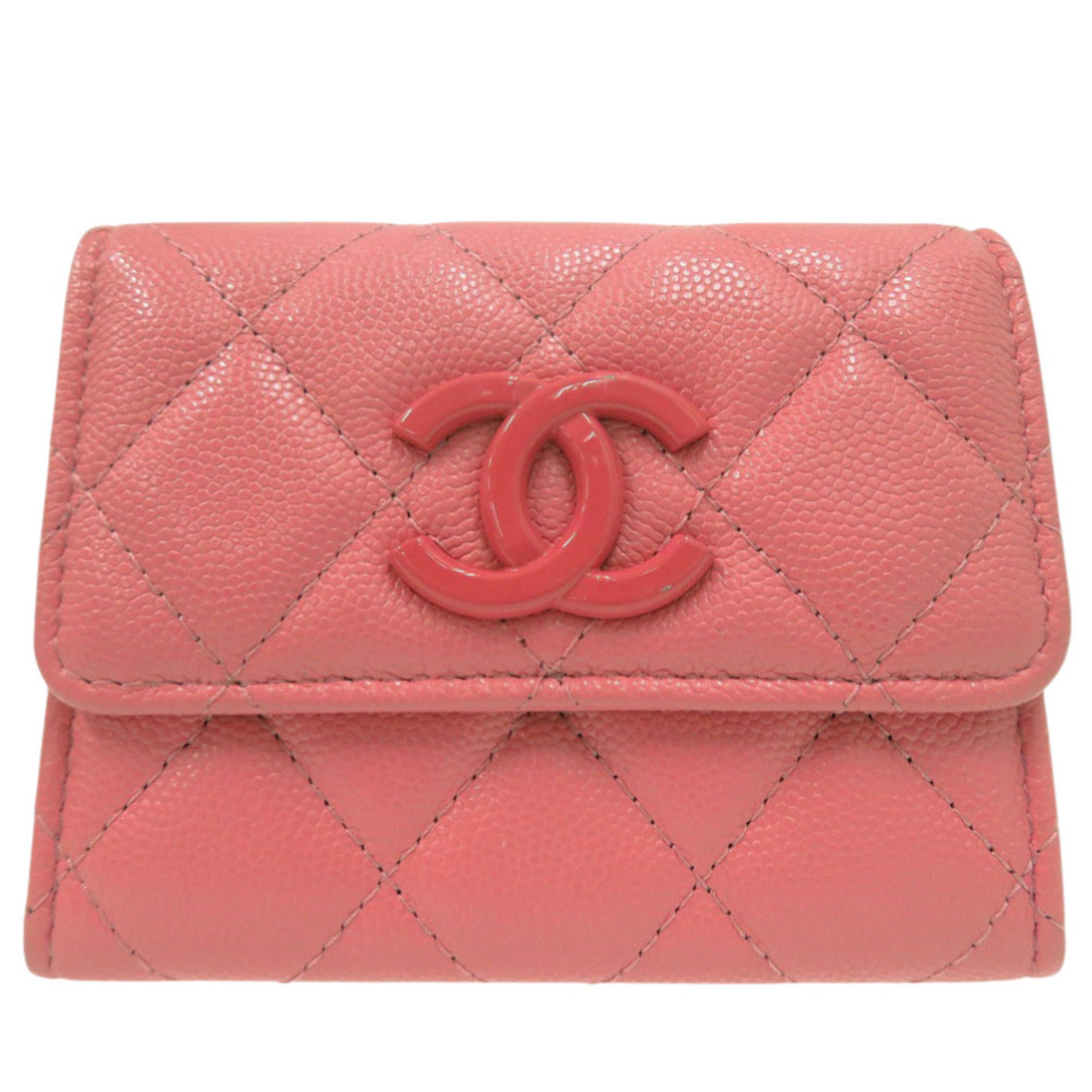 Chanel Pink Leather Coin Purse/Coin Case (Pre-Owned)