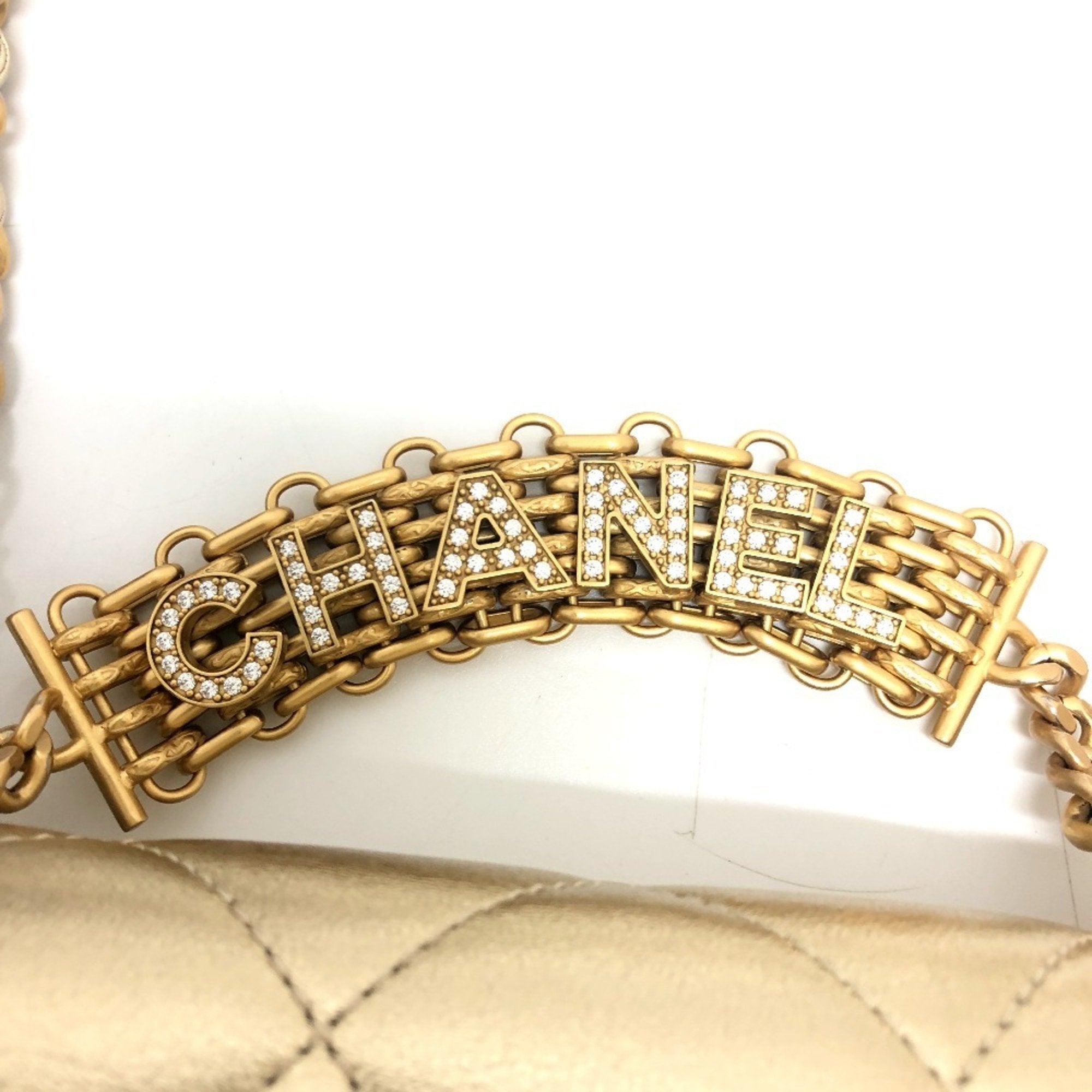 Chanel Matelasse Gold Leather Handbag Shoulder Bag (Pre-Owned)