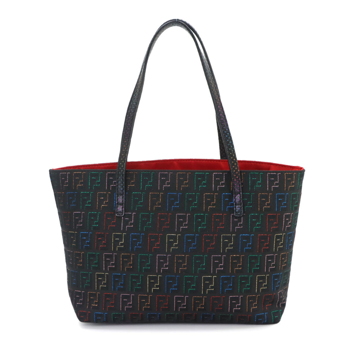 Fendi Zucchino Black Canvas Leather Handbag (Pre-Owned)