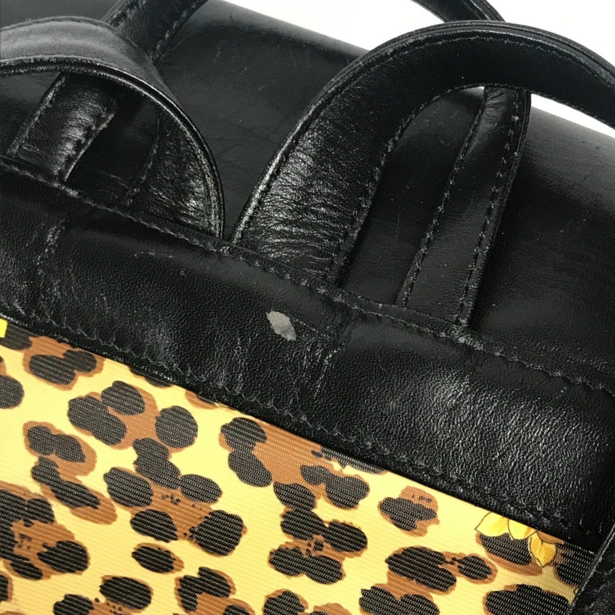 Versace Black Yellow Leather Pvc Backpack (Pre-Owned)
