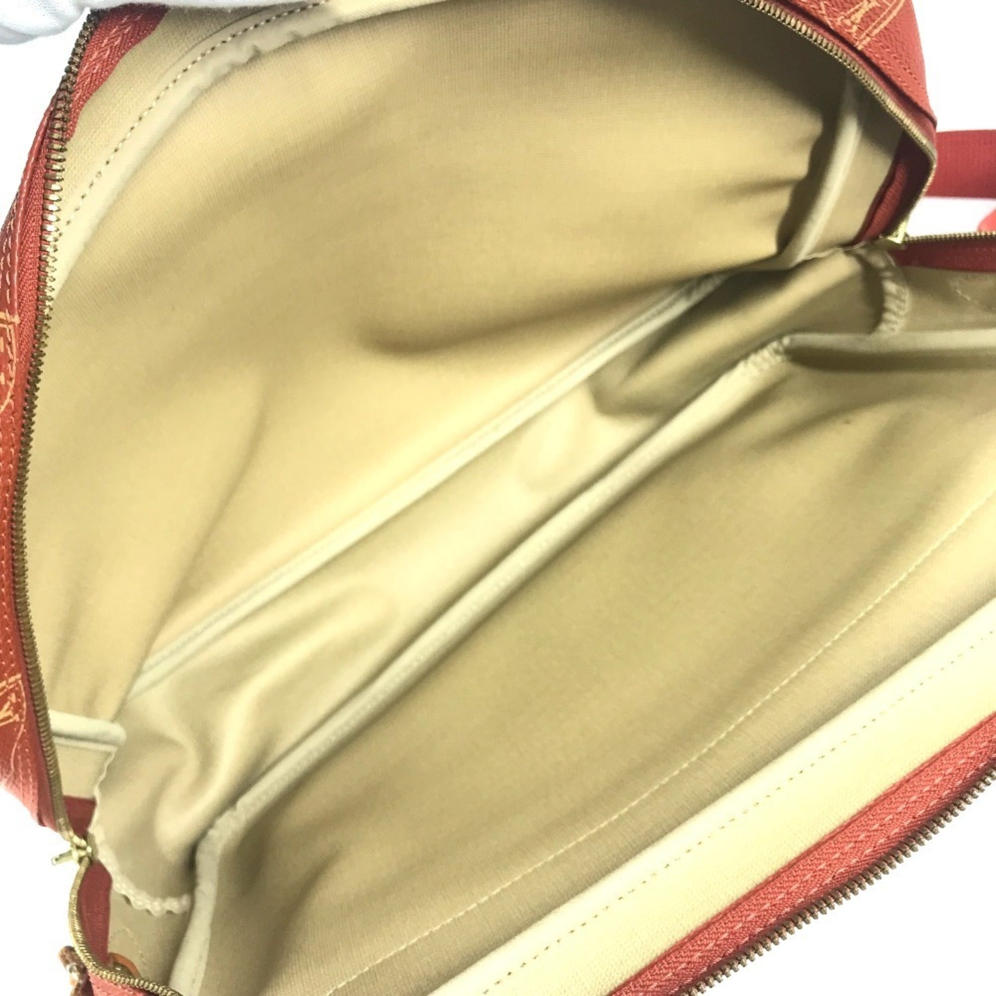 Louis Vuitton Galle Orange Leather Canvas Messenger Bag Shoulder Bag (Pre-Owned)