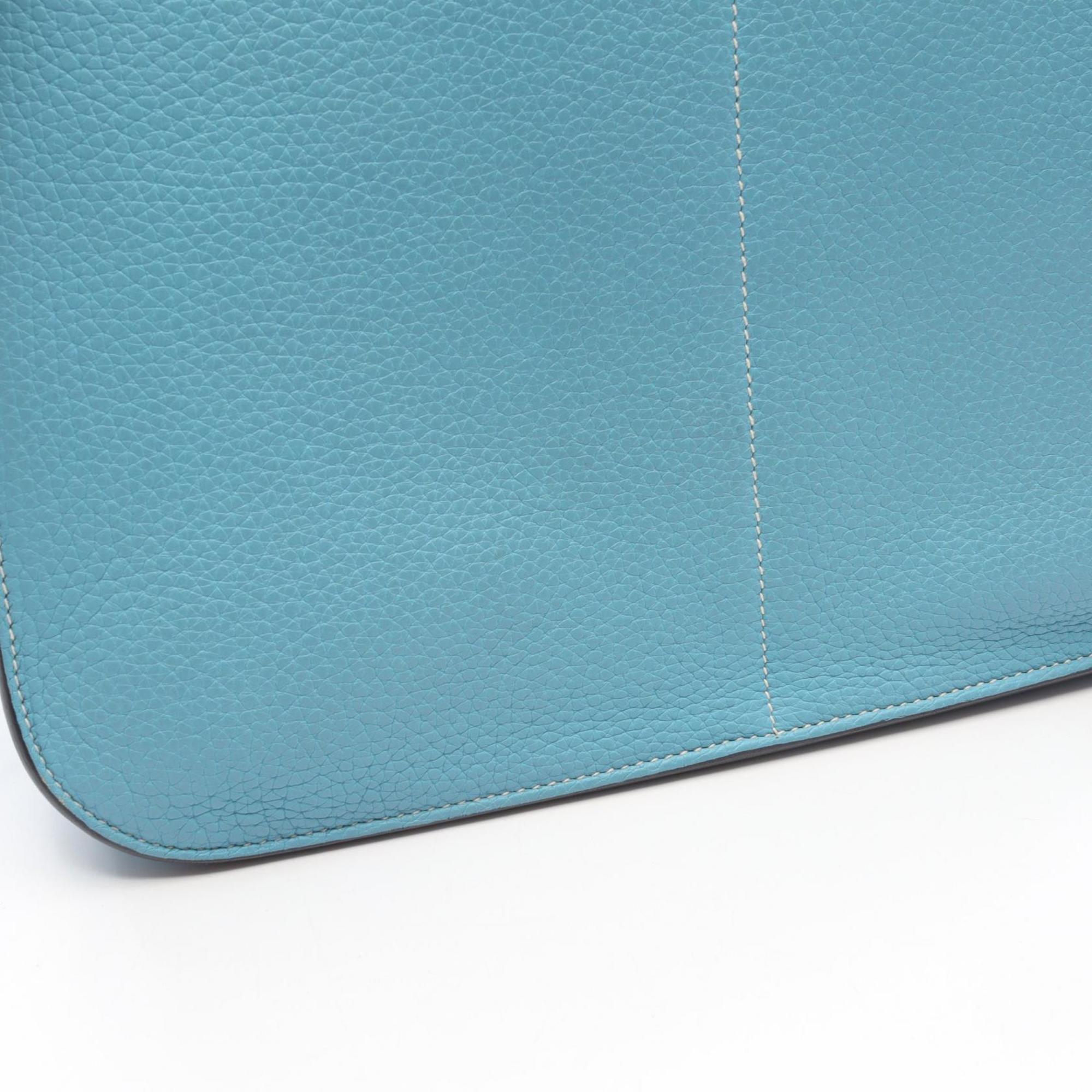 Hermes Alezan Blue Taurillon Clemence Leather Handbag (Pre-Owned)
