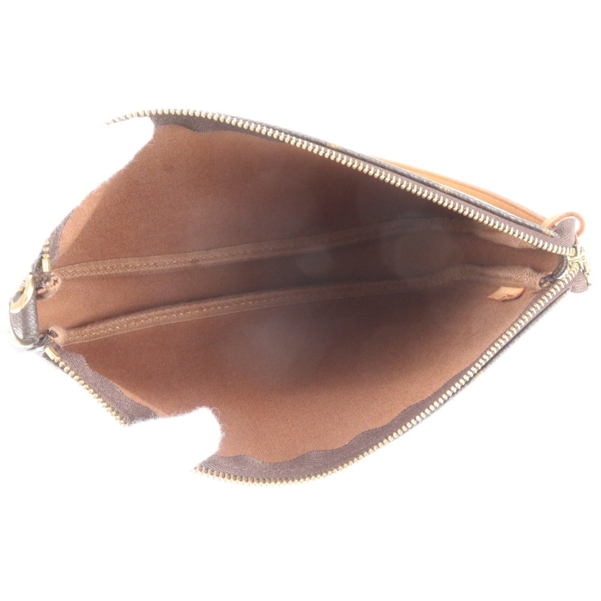 Louis Vuitton Brown Leather Coated Canvas Handbag Pochette (Pre-Owned)
