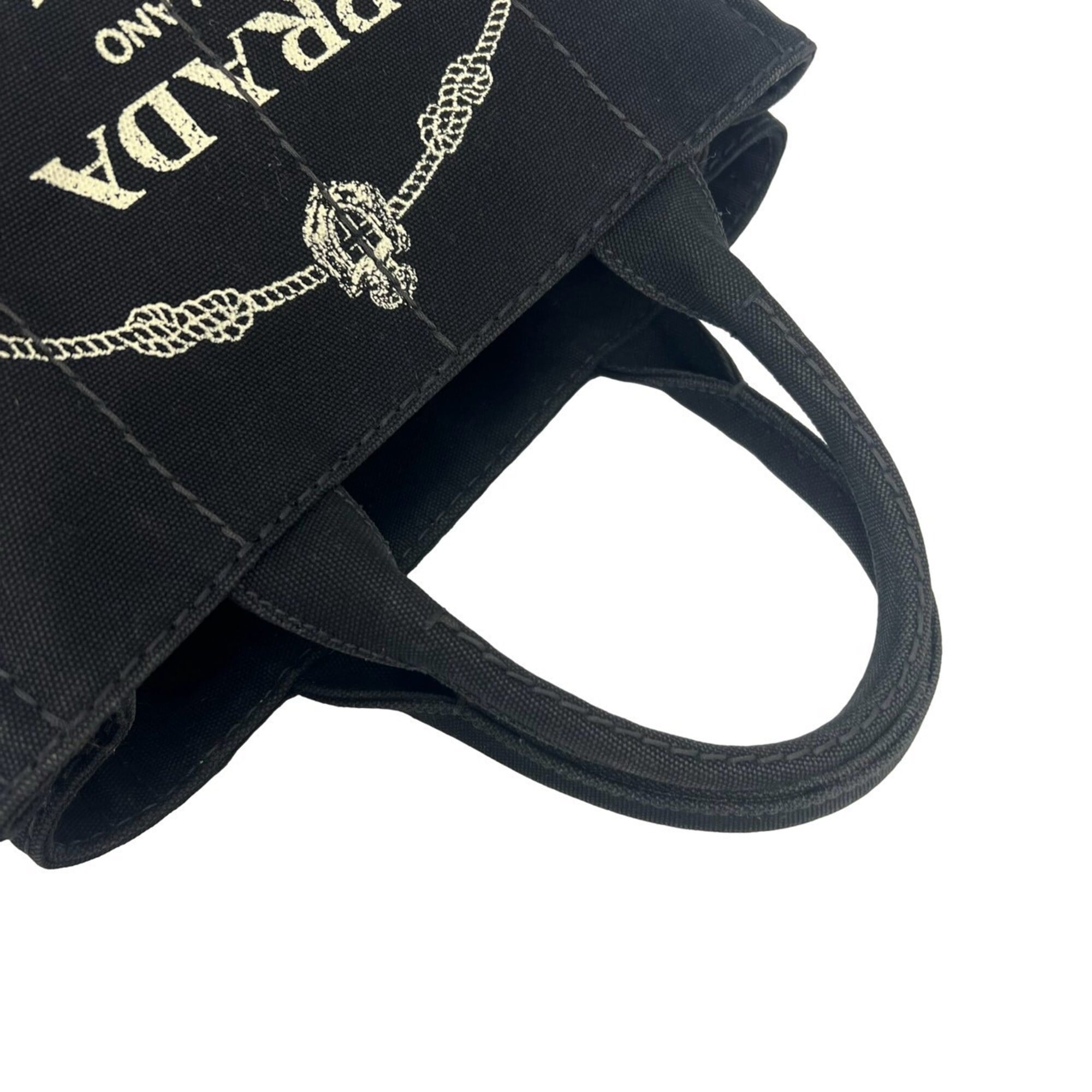 Prada Black Canvas Handbag Shoulder Bag Tote Bag (Pre-Owned)