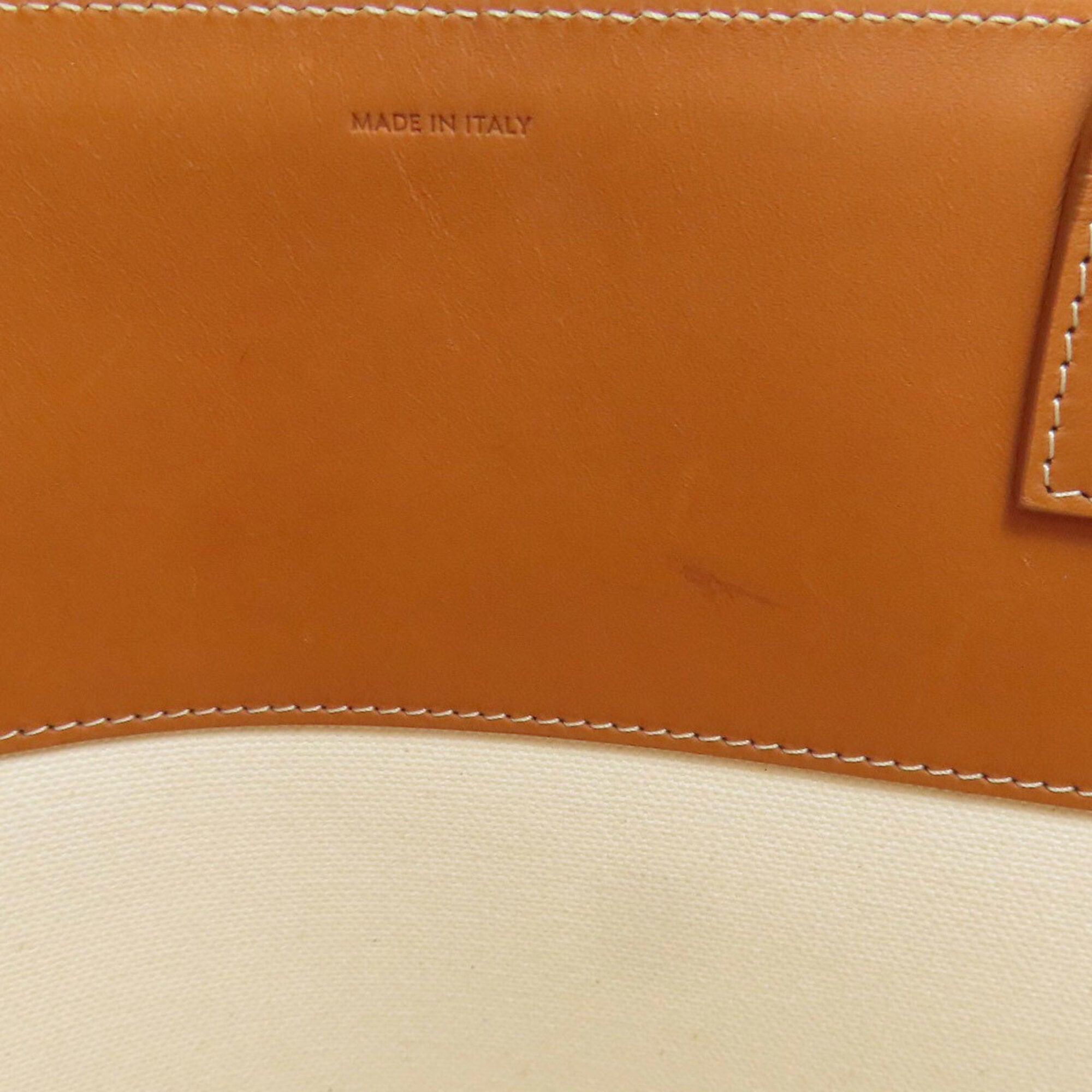 Celine Brown White Canvas Tote Bag (Pre-Owned)