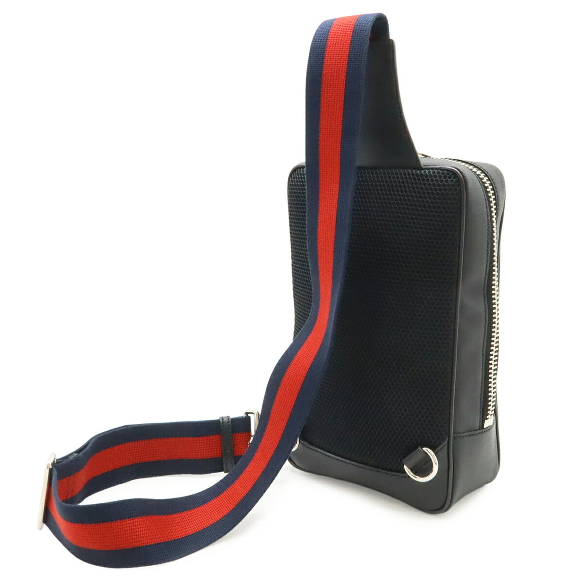 Gucci Black Gray Navy Red Color Gg Supreme Canvas Leather Shoulder Bag Sling Bag (Pre-Owned)