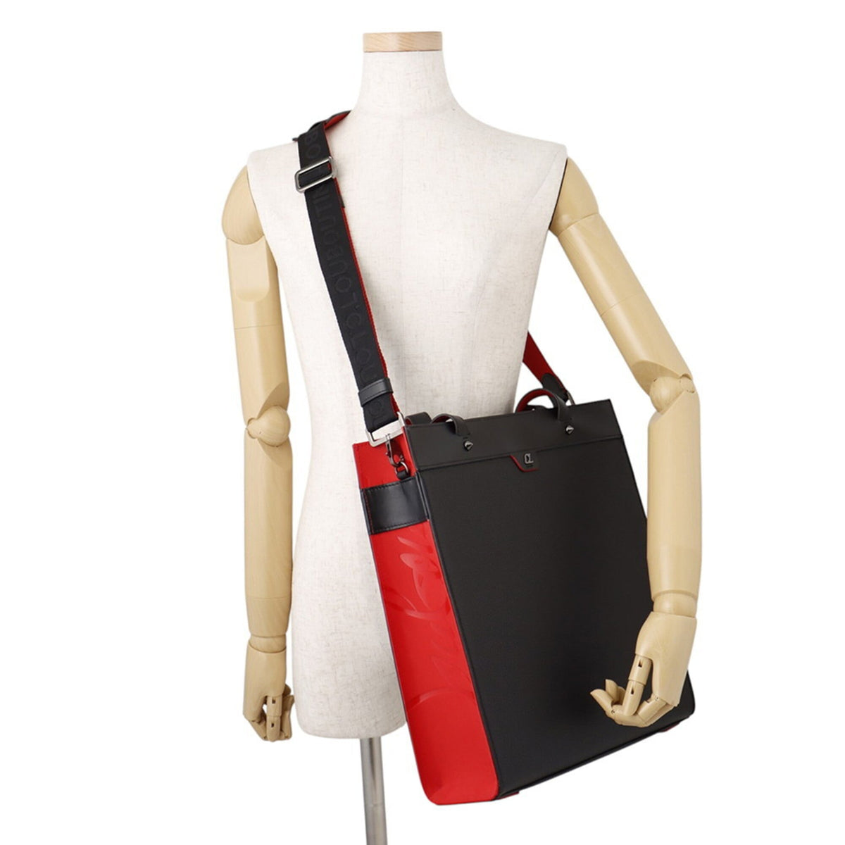 Christian Louboutin Black Red Color Leather Tote Bag (Pre-Owned)