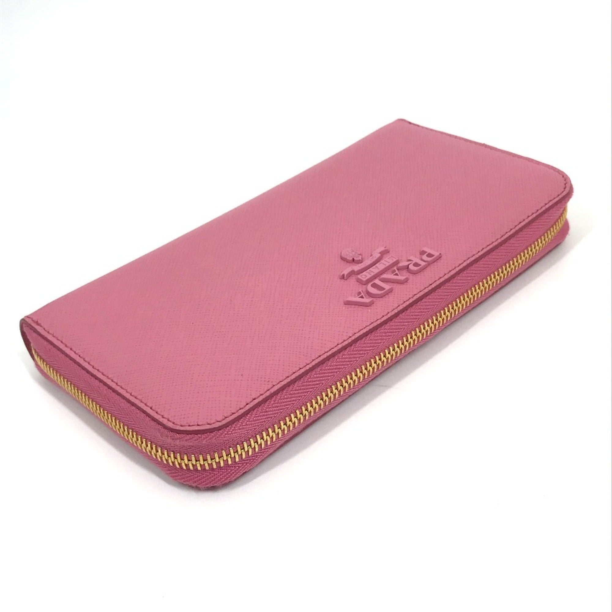 Prada Saffiano Begonia Pink Leather Long Wallet (Bi-Fold) (Pre-Owned)
