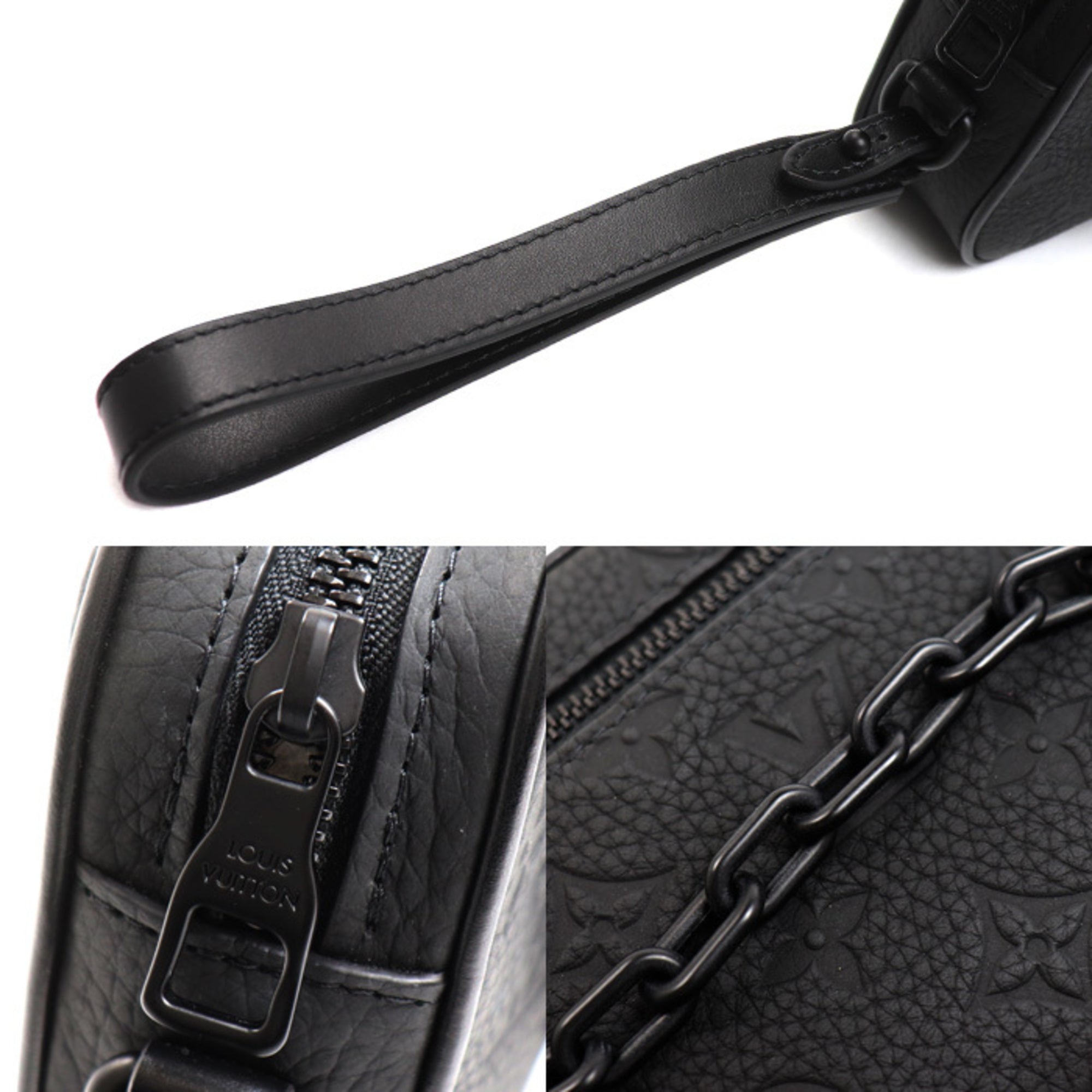 Louis Vuitton Black Leather Clutch Bag (Pre-Owned)