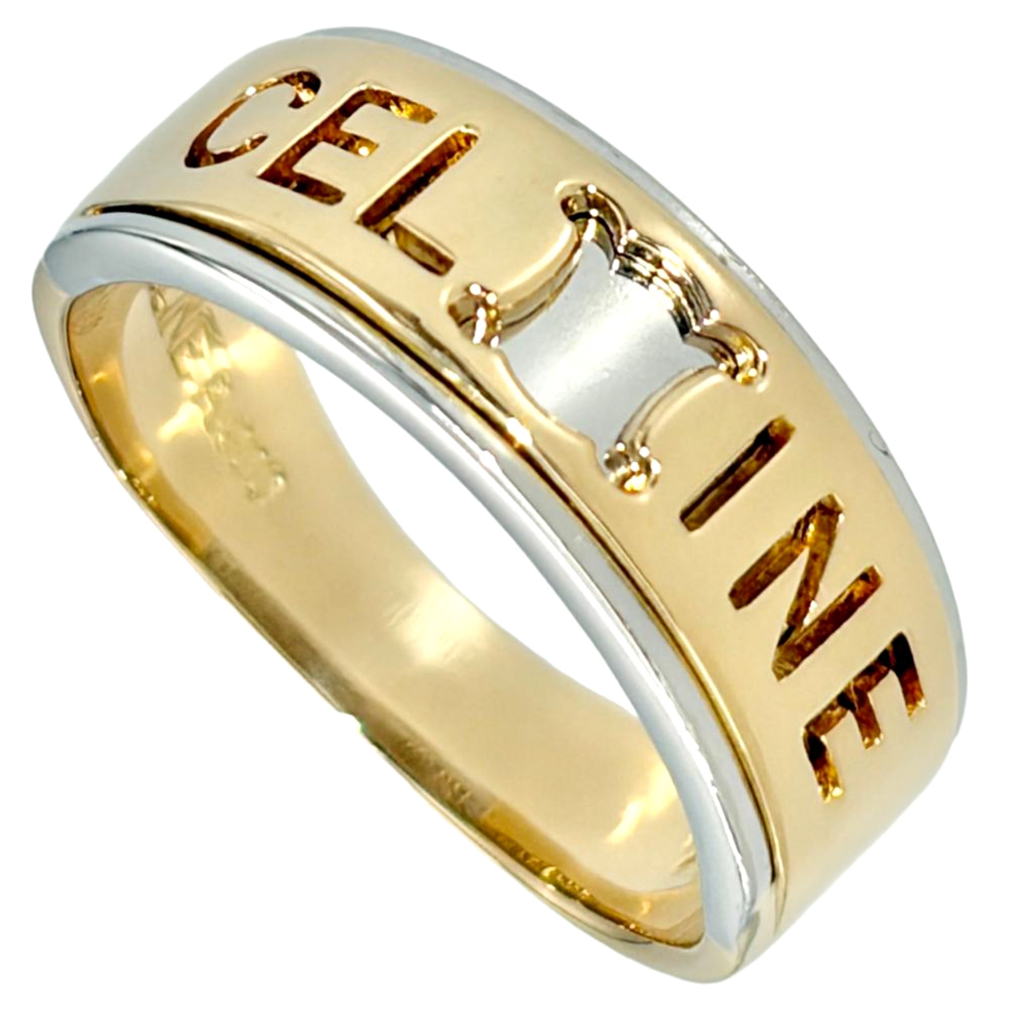 Celine Silver Yellow Gold Yellow Gold (18K) Platinum 900 Band Ring (Pre-Owned)