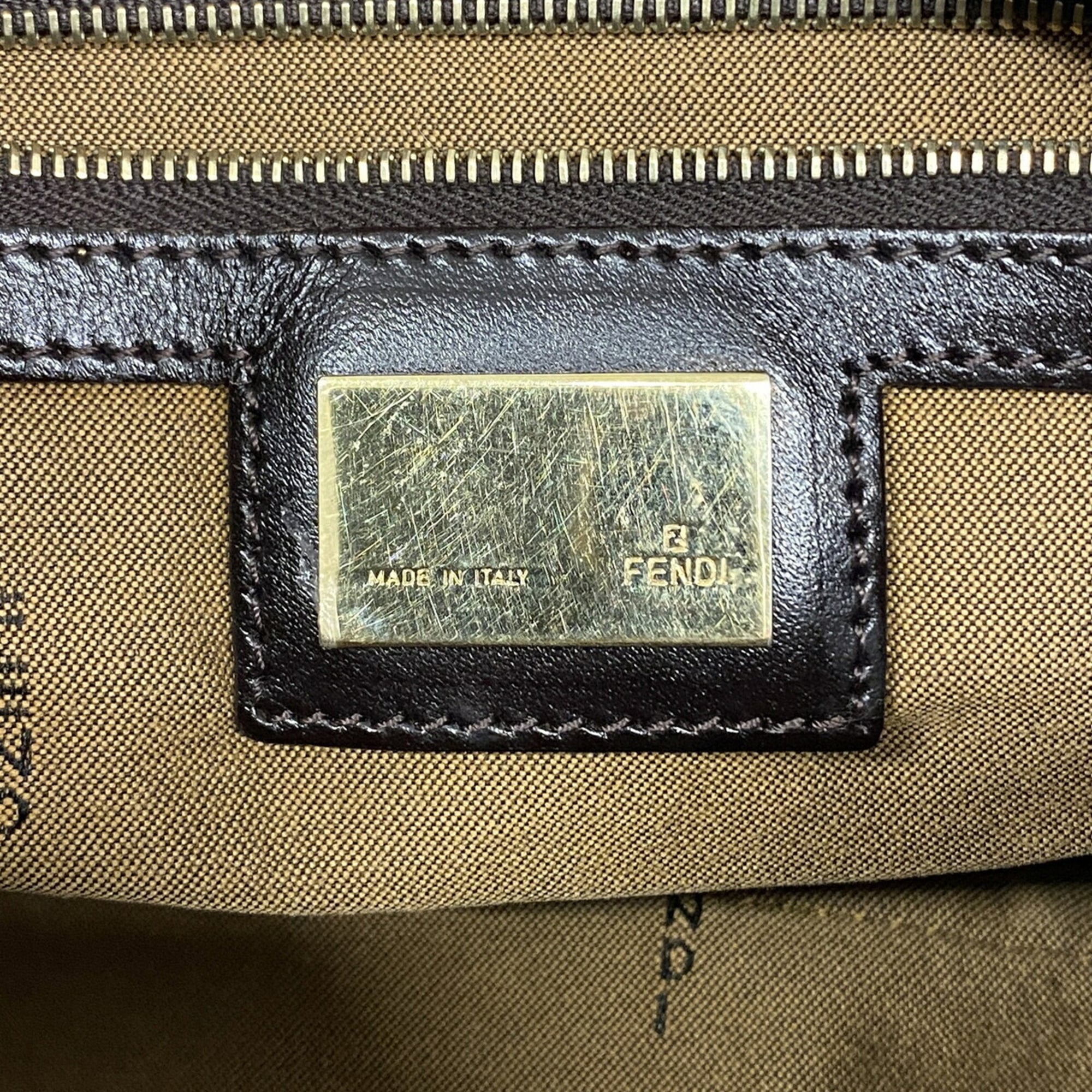 Fendi Brown Nylon Canvas Shoulder Bag (Pre-Owned)