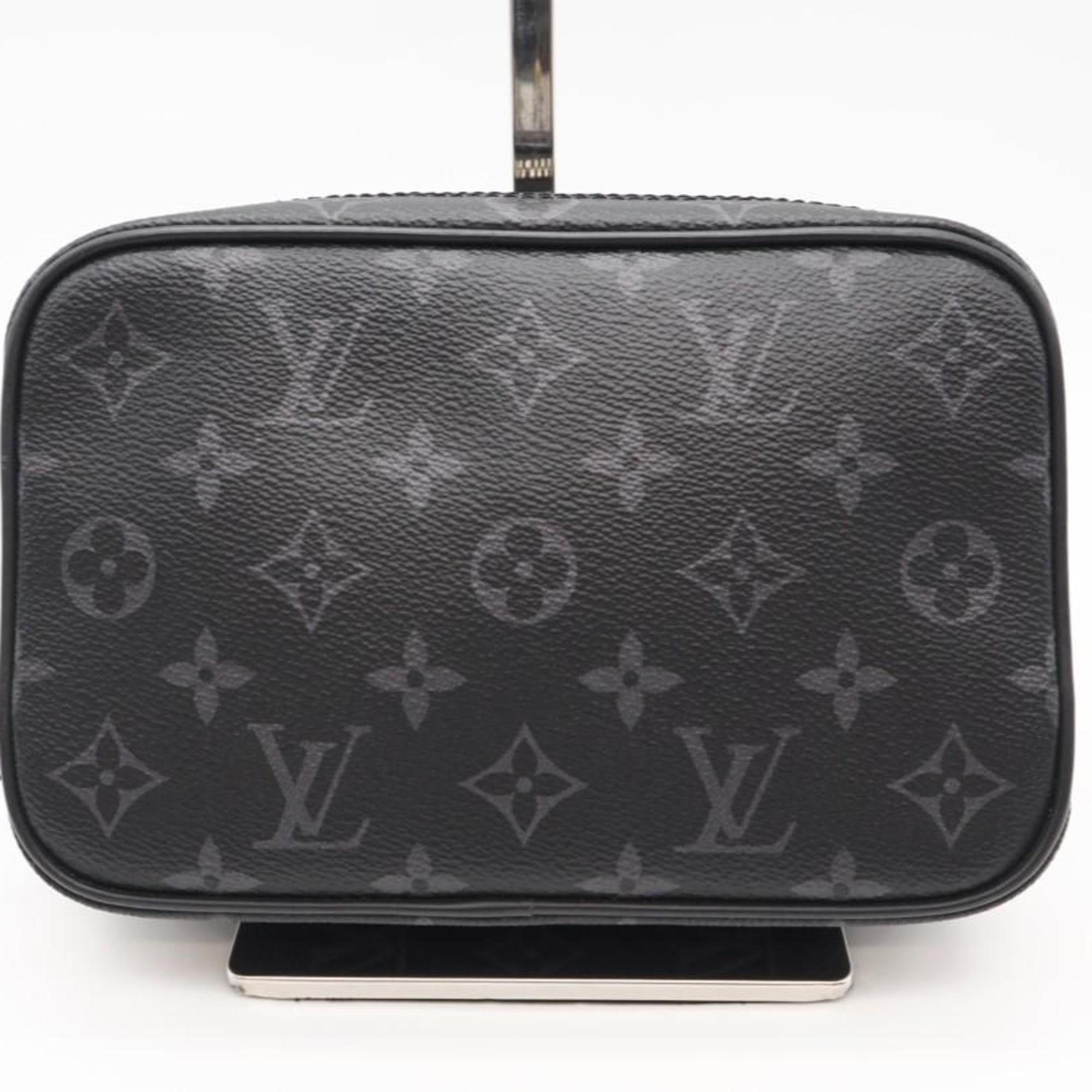 Louis Vuitton Black Gray Coated Canvas Clutch Bag (Pre-Owned)