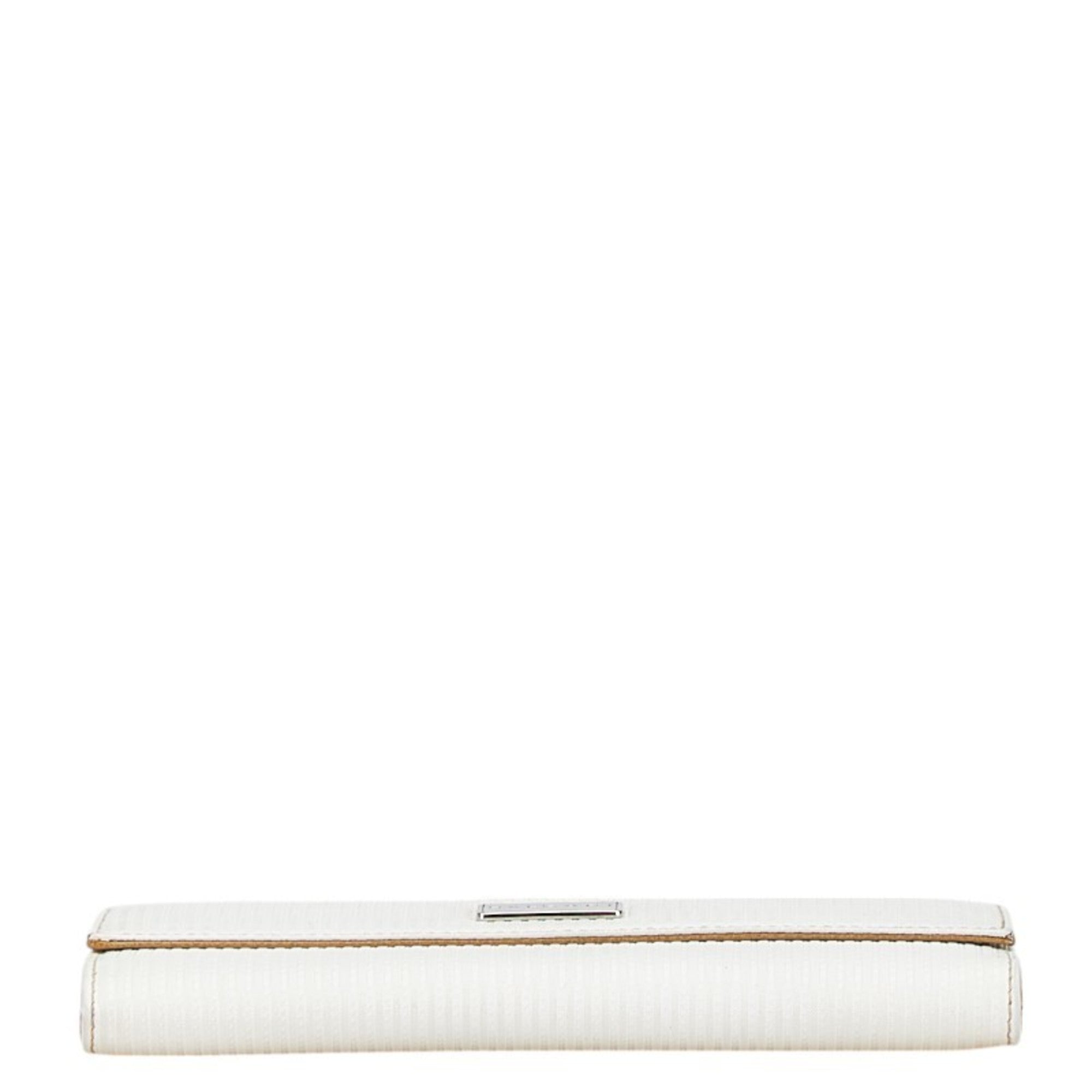 Bvlgari White Leather Long Wallet (Bi-Fold) (Pre-Owned)