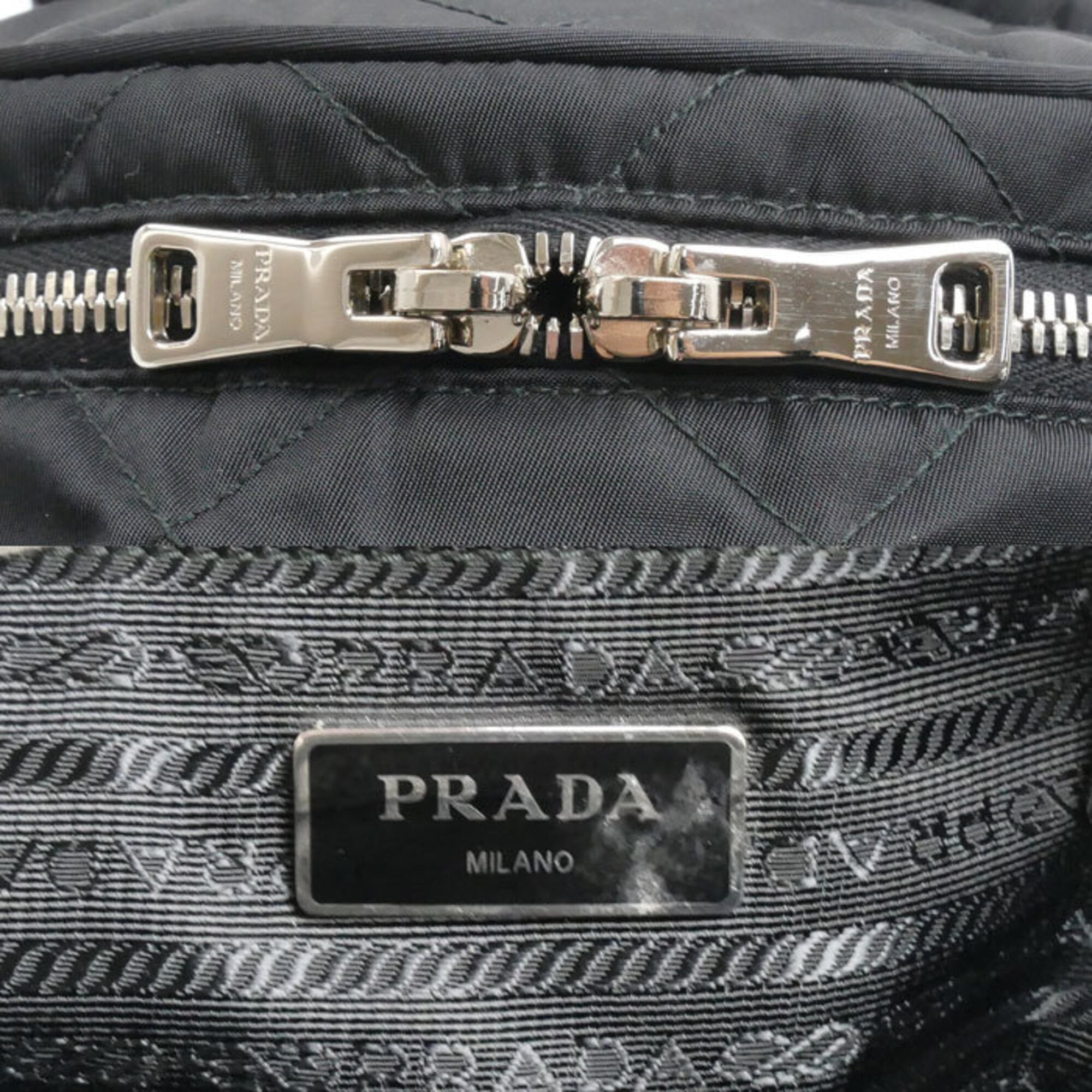 Prada Black Nylon Leather Backpack (Pre-Owned)