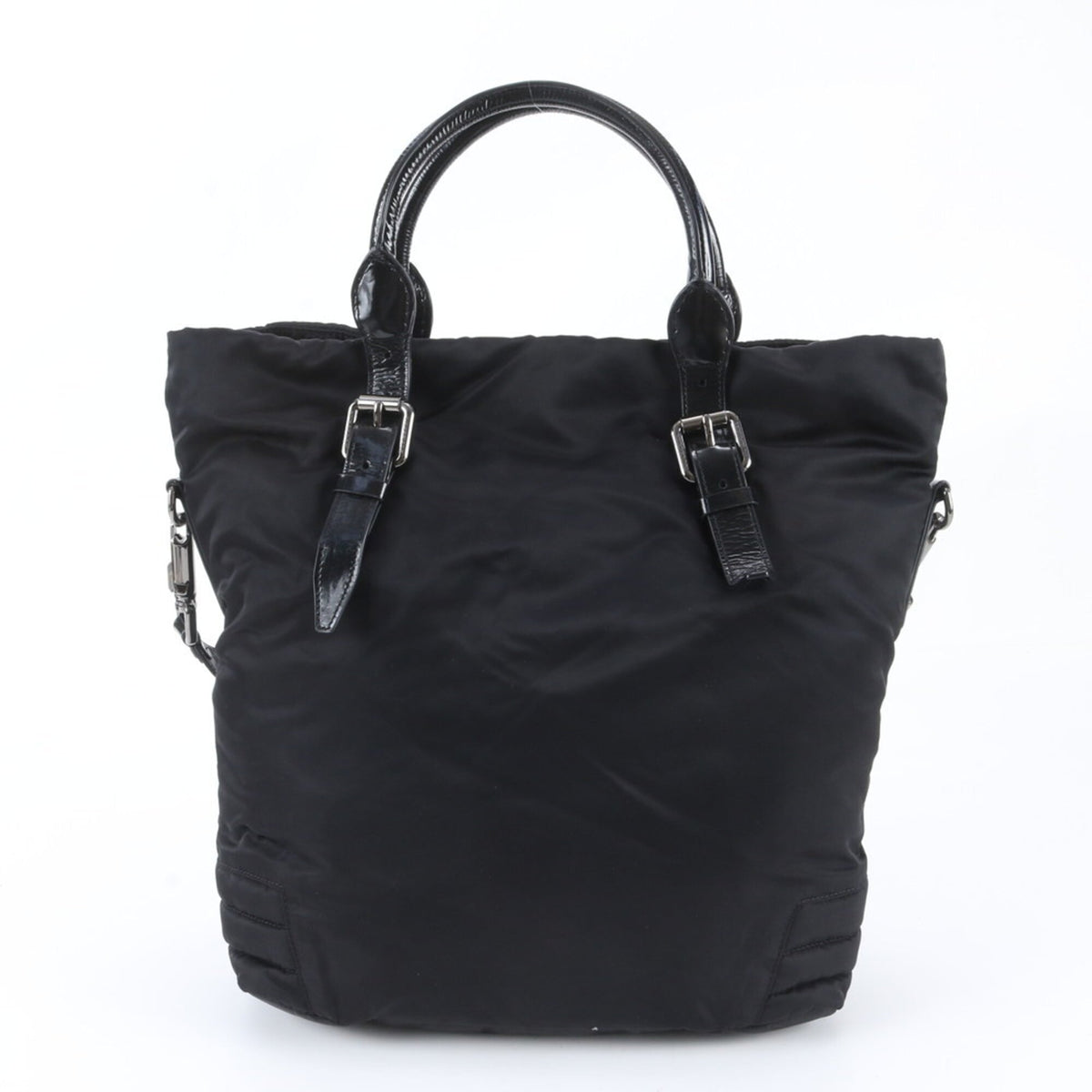 Burberry Black Leather Nylon Shoulder Bag Tote Bag (Pre-Owned)