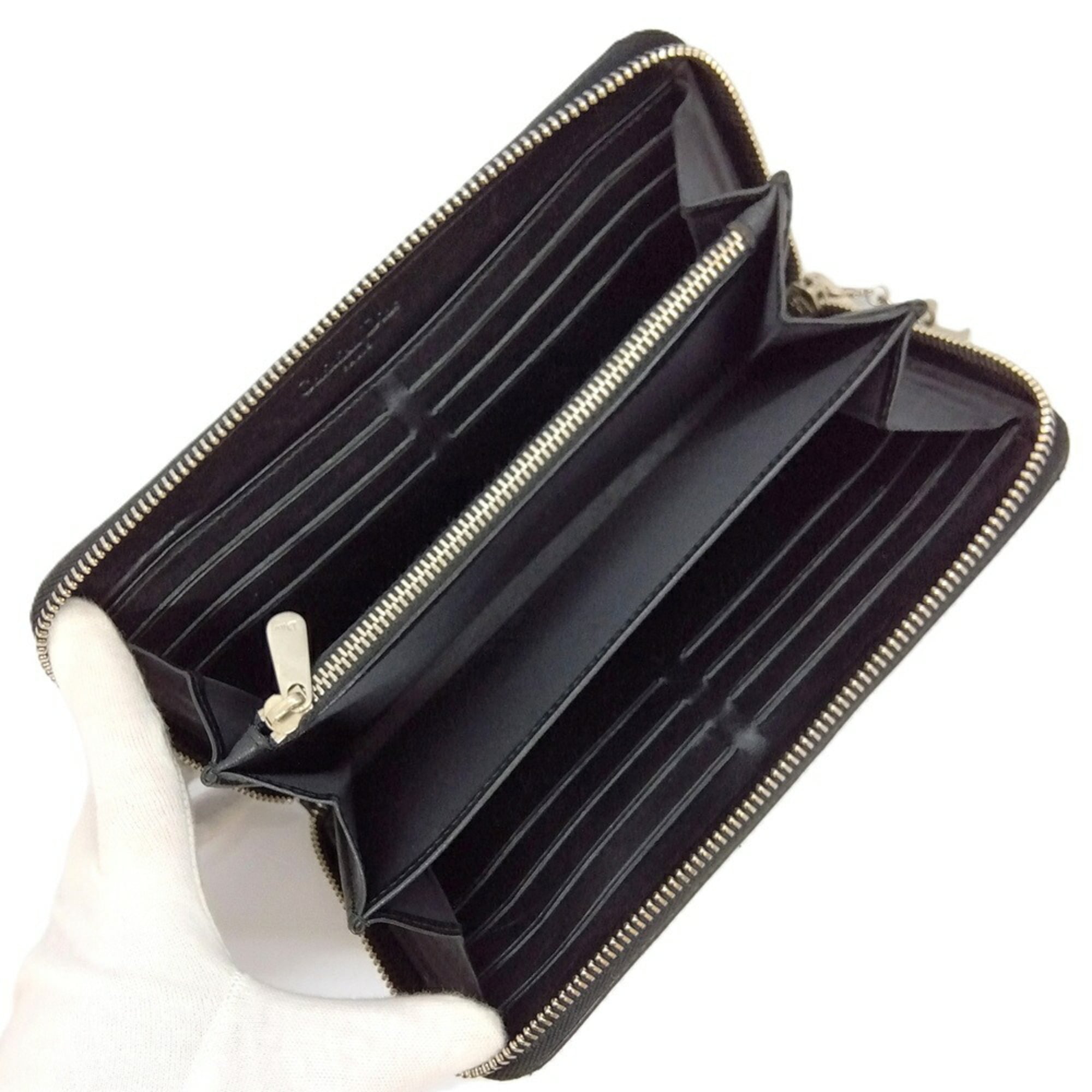 Christian Dior Black Coated Canvas Long Wallet (Bi-Fold) (Pre-Owned)