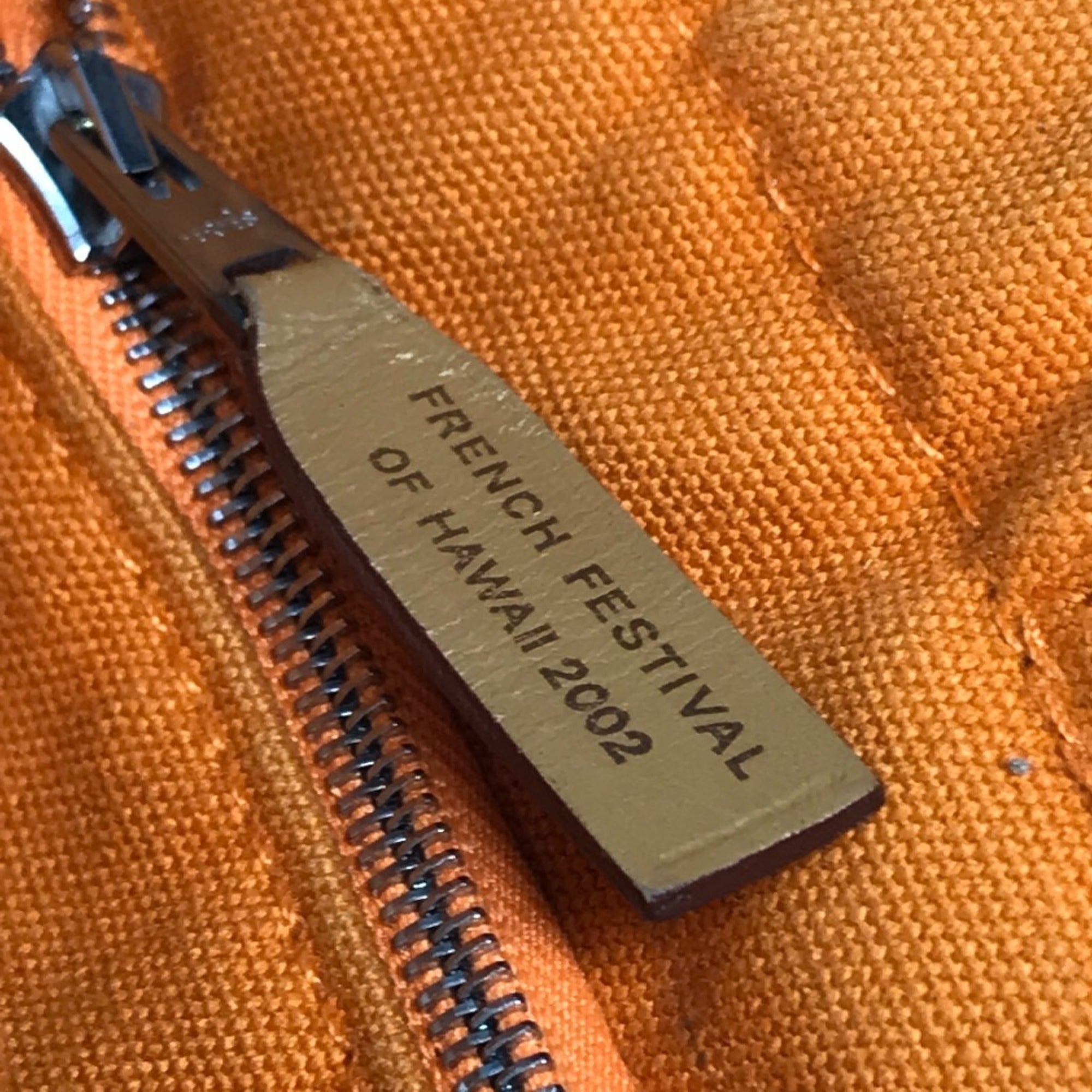 Hermes Orange Red Color Cotton Handbag Tote Bag (Pre-Owned)