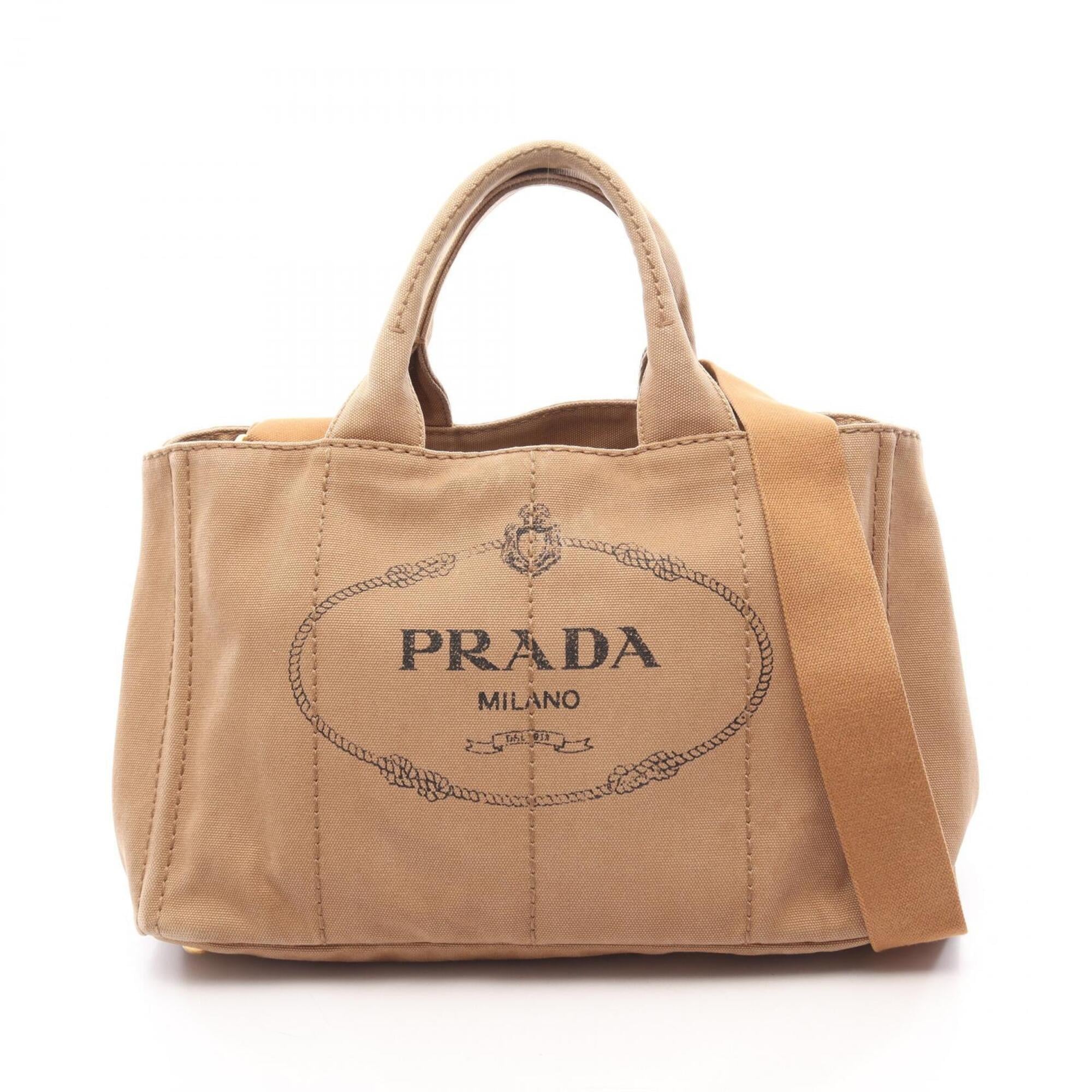 Prada Brown Canvas Handbag Tote Bag (Pre-Owned)