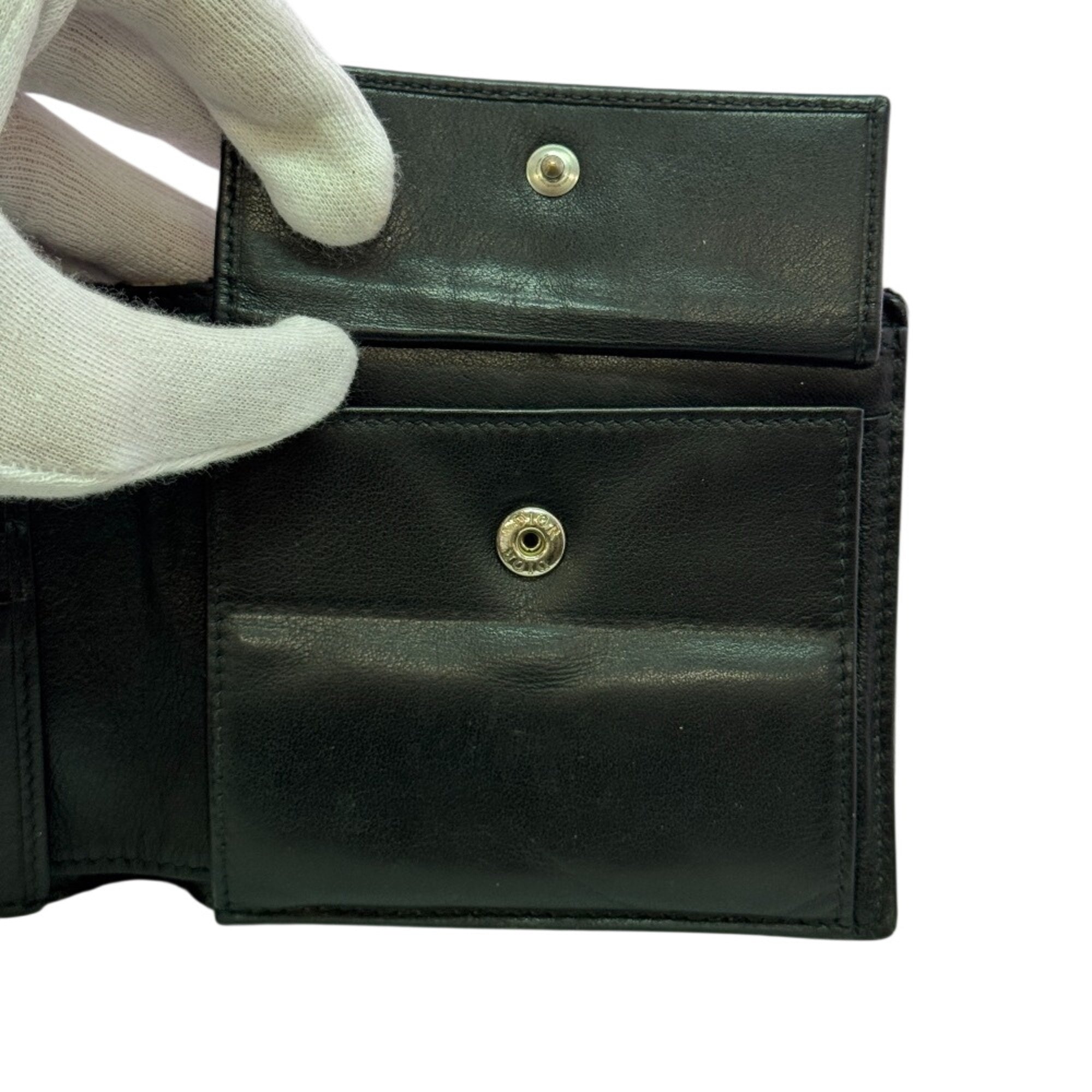 Christian Dior Beige Black Leather Wallet (Bi-Fold) (Pre-Owned)