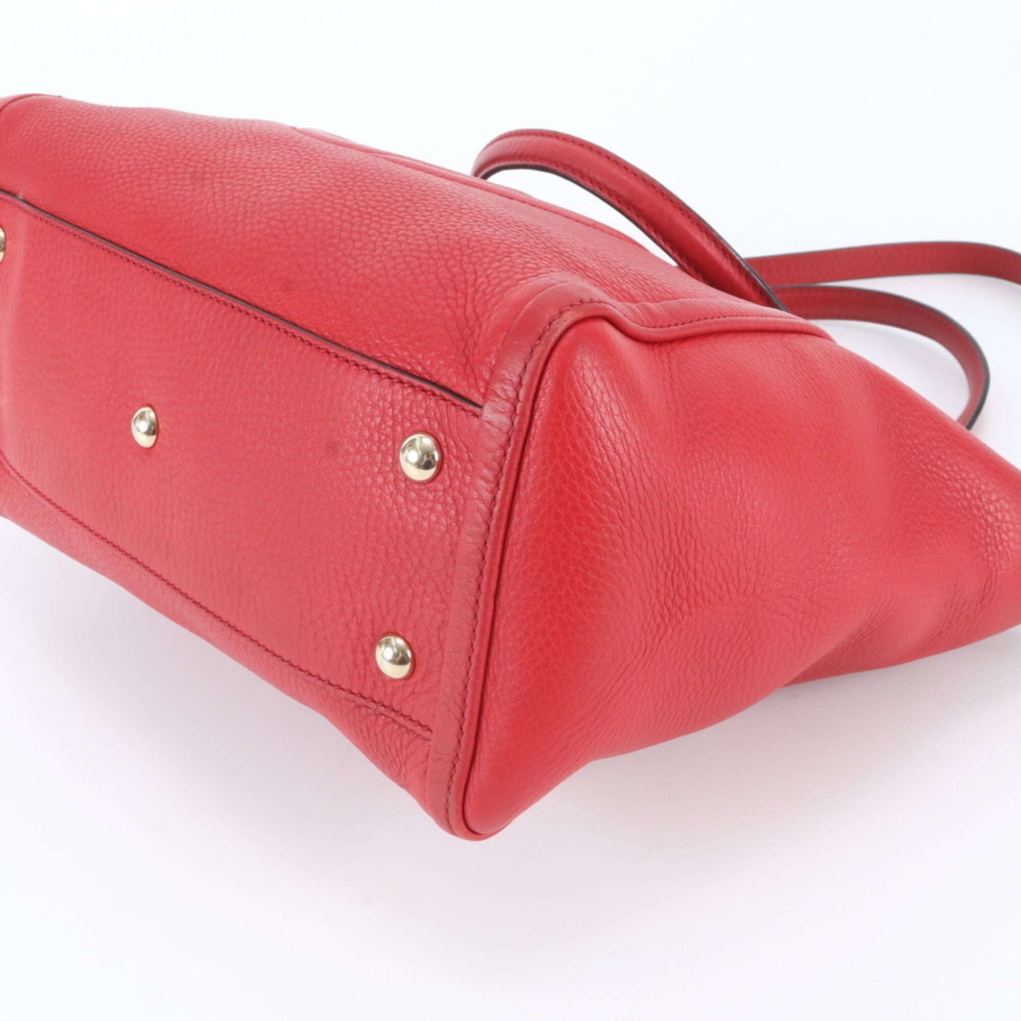 Gucci Red Color Leather Handbag Shoulder Bag Tote Bag (Pre-Owned)